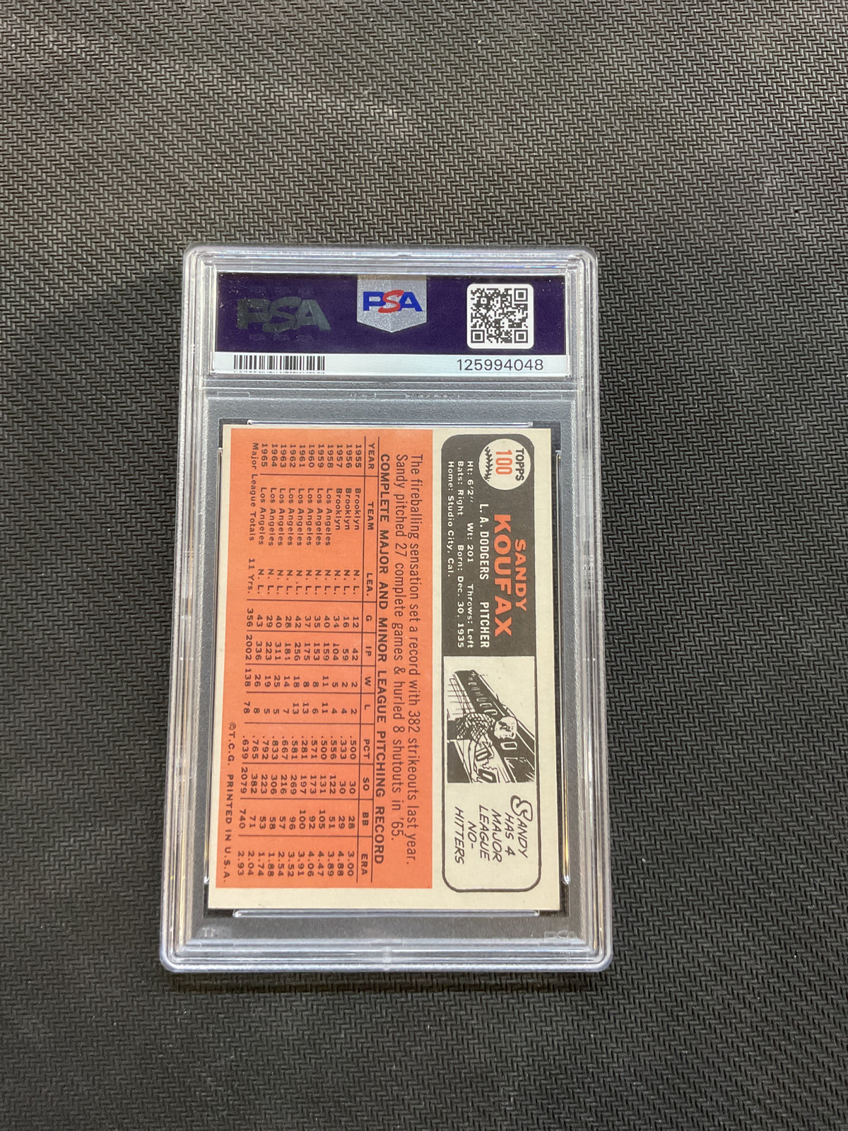 1966 Topps Sandy Koufax PSA 6 Dodgers