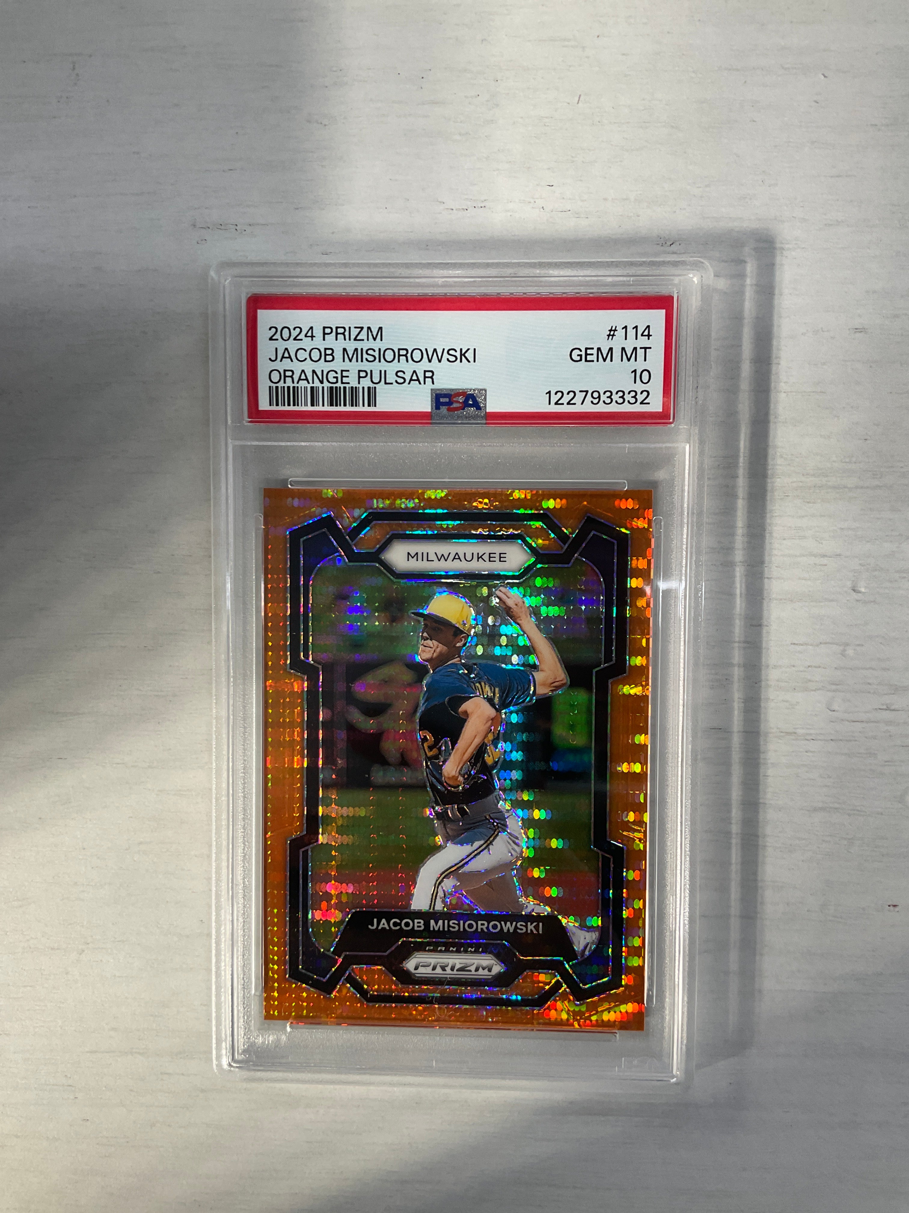 2024 Prizm Jacob Misiorowski Orange Pulsar /399 PSA 10