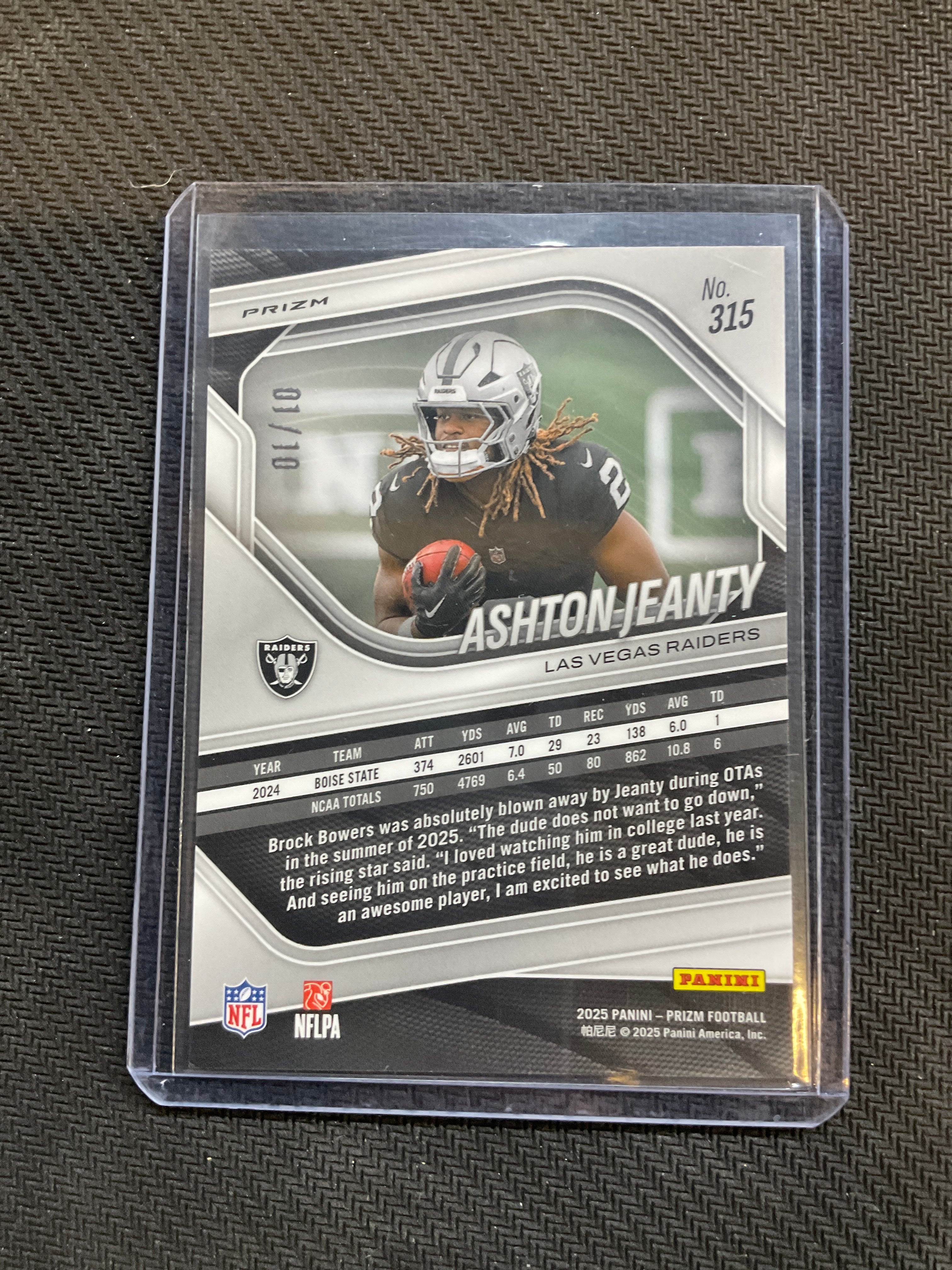 2025 Prizm Ashton Jeanty Rookie Gold Choice /10