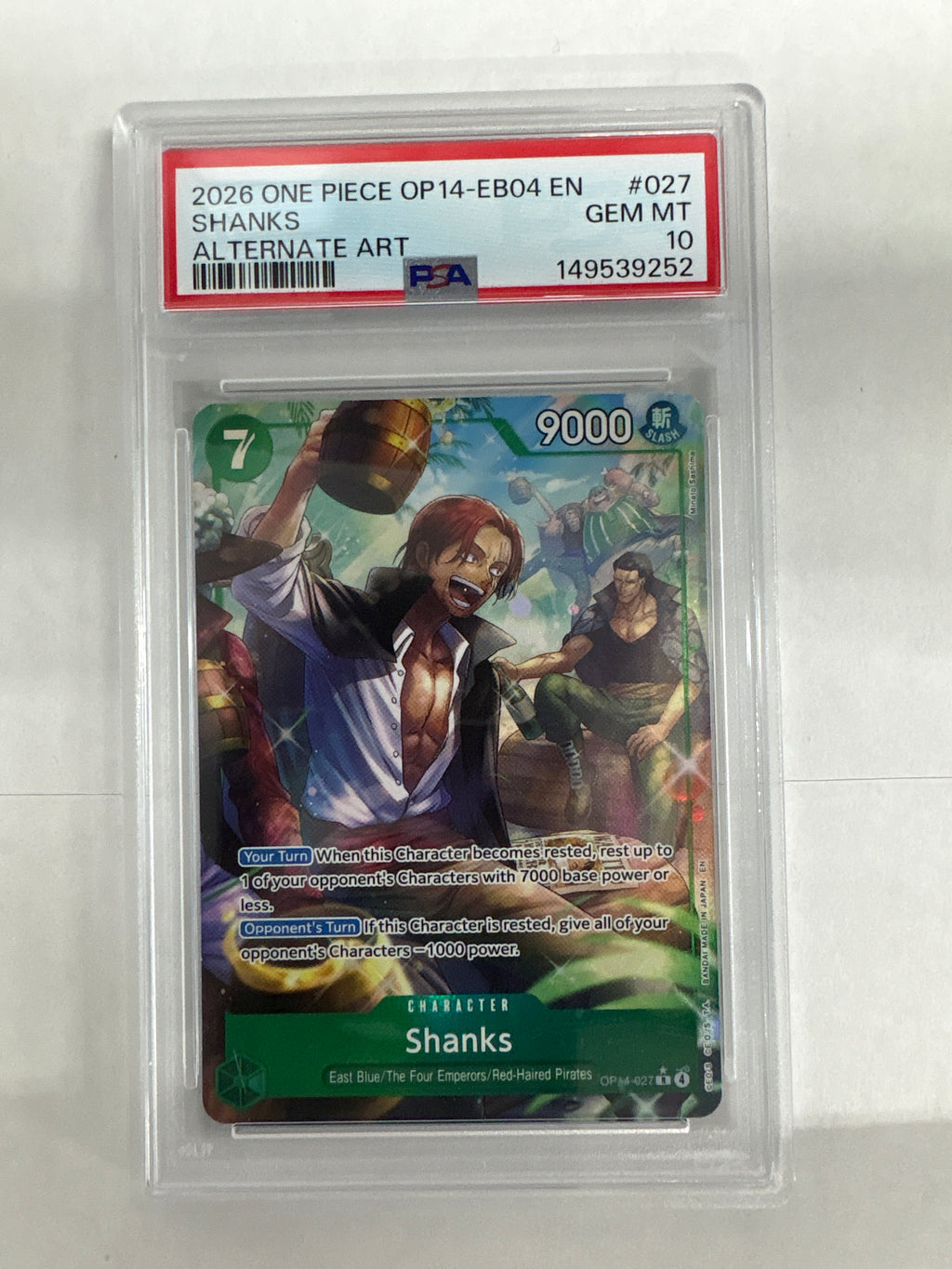2026 One Piece OP14-EB04 Shanks Alt Art 027 PSA 10