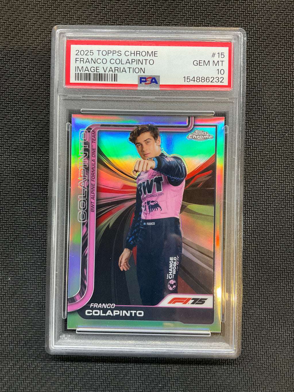 2025 Topps Chrome F1 Franco Colapinto Image Variation PSA 10