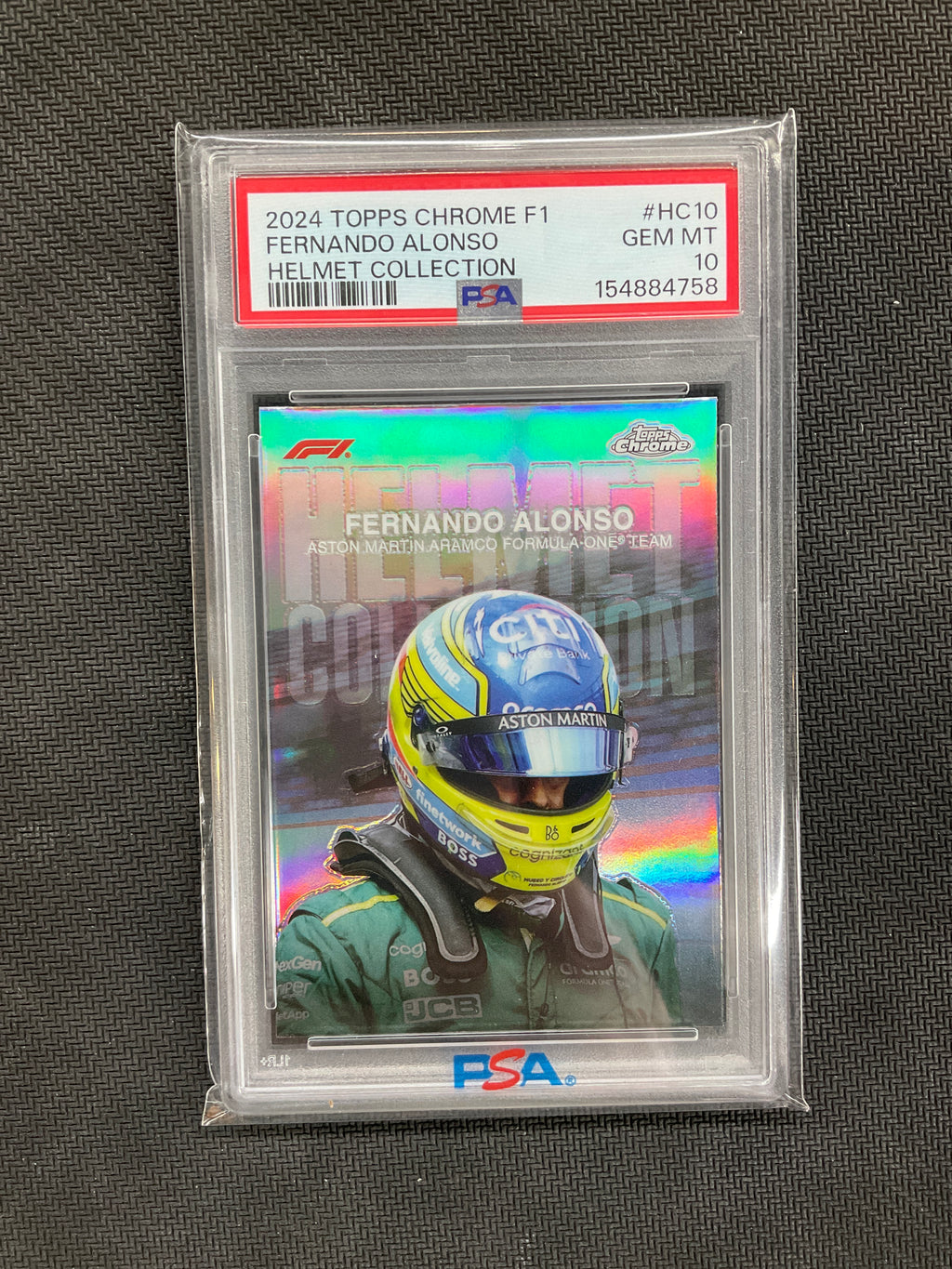 2024 Topps Chrome F1 Fernando Alonso Helmet Collection PSA 10