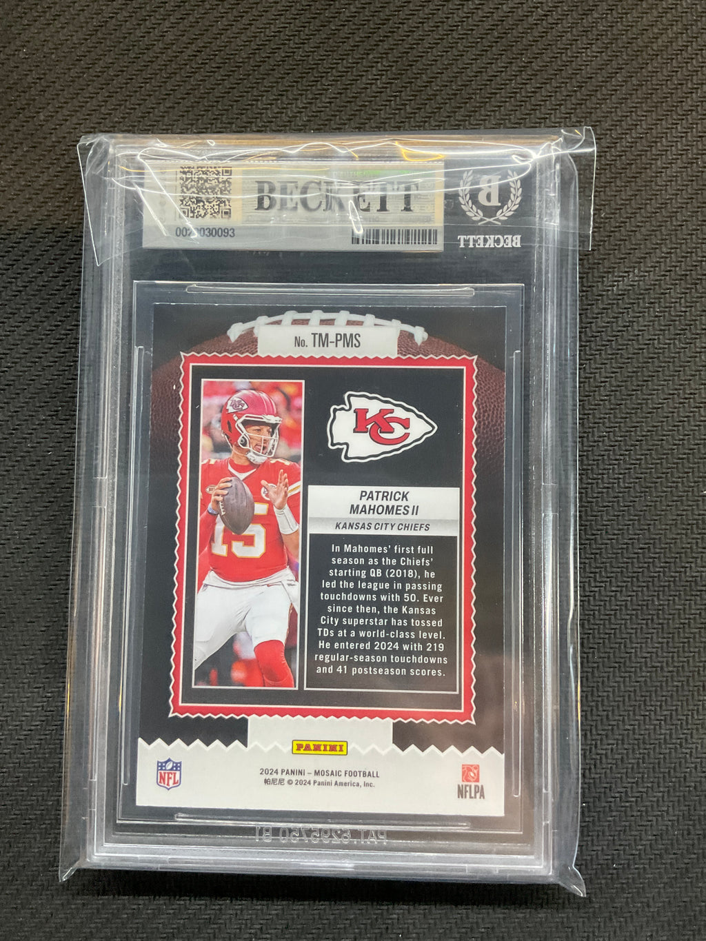 2024 Mosaic Patrick Mahomes II Touchdown Masters BGS 9 Cheifs