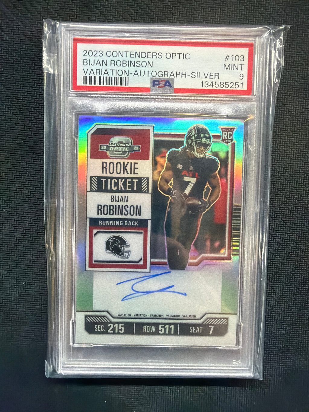 2023 Contenders Optic Bijan Robinson Rookie Auto Silver PSA 9