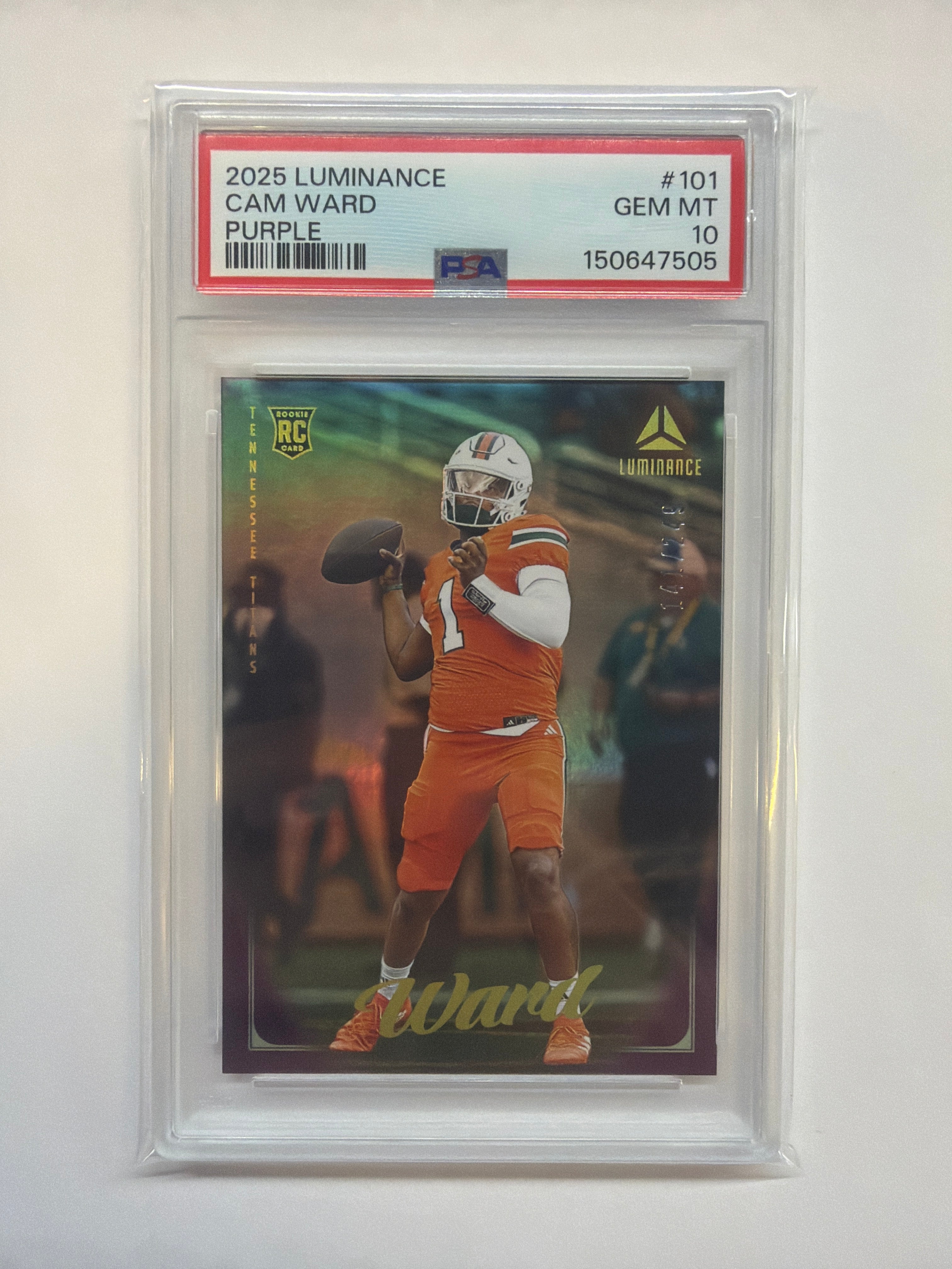 2025 Luminance Cam Ward Purple /249 PSA 10 Miami