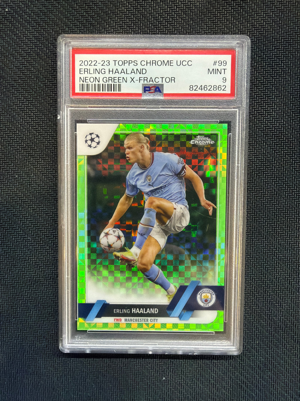 2022-23 Topps Chrome UCC Erling Haaland Neon Green /399 PSA 9 Man City
