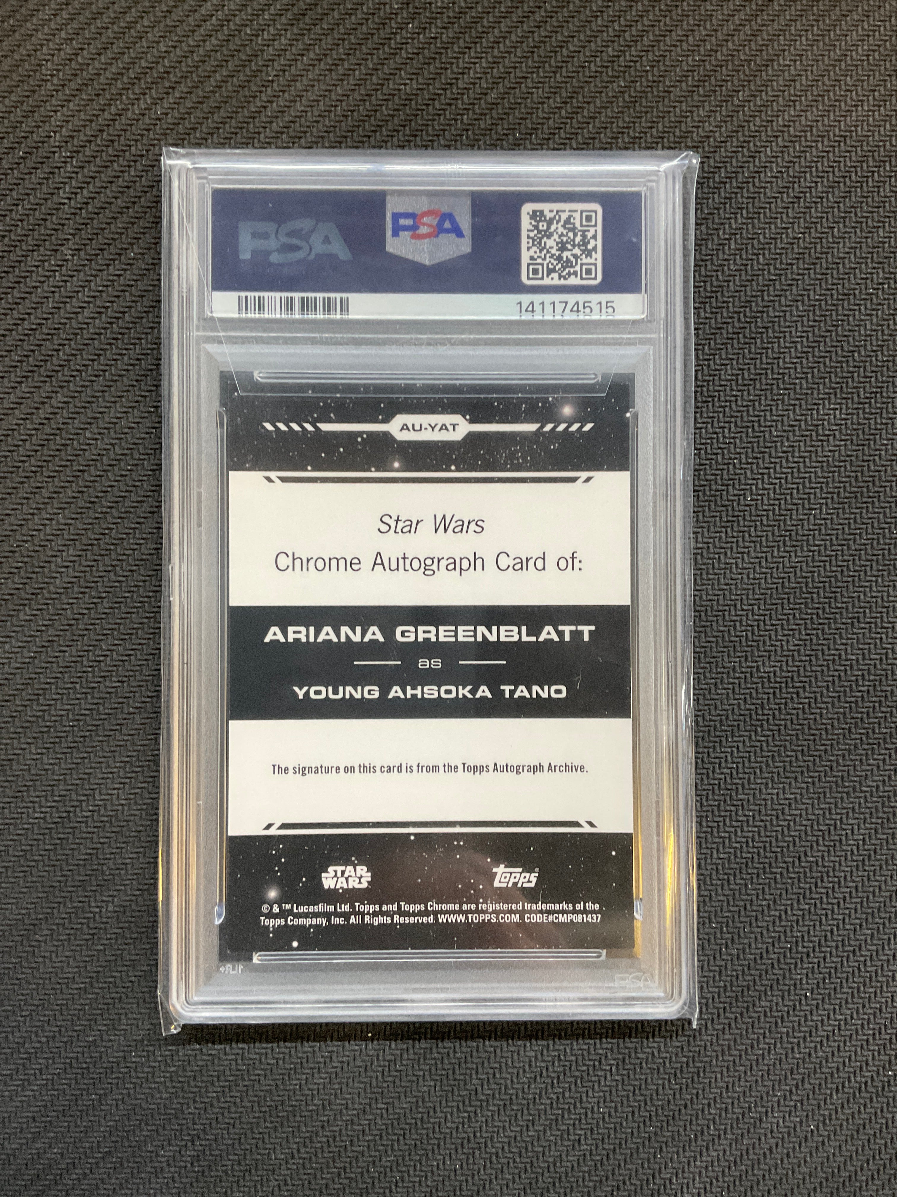 2024 Topps Chrome Star Wars Ariana Greenblatt Ashoka Tano Auto /99 Green PSA 9