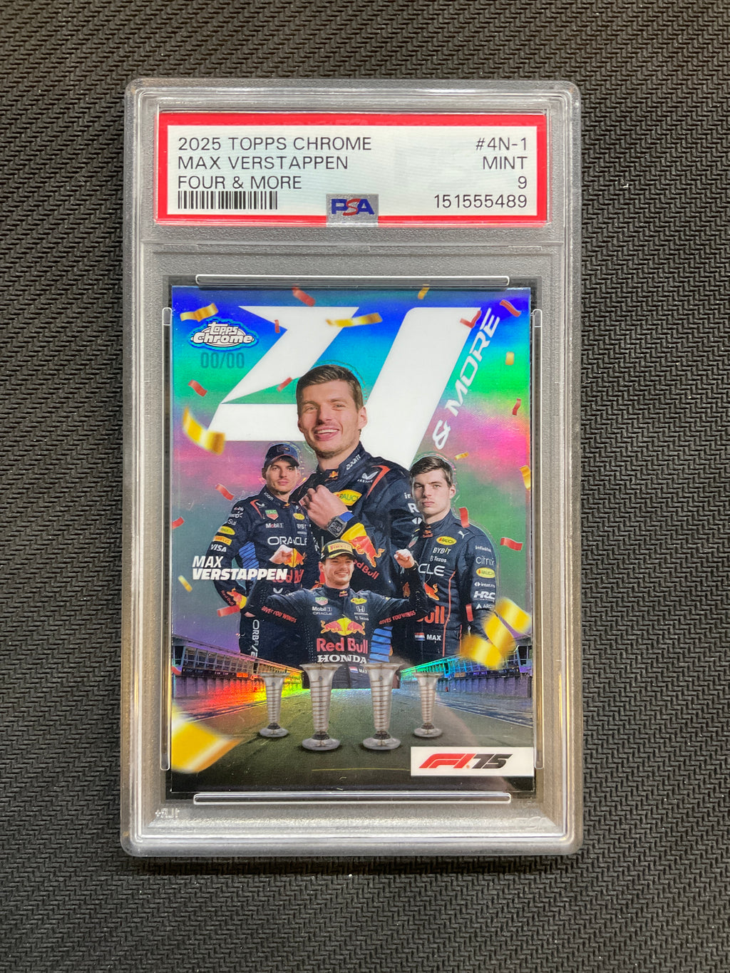 2025 Topps Chrome F1 Max Verstappen Four & More PSA 9 489