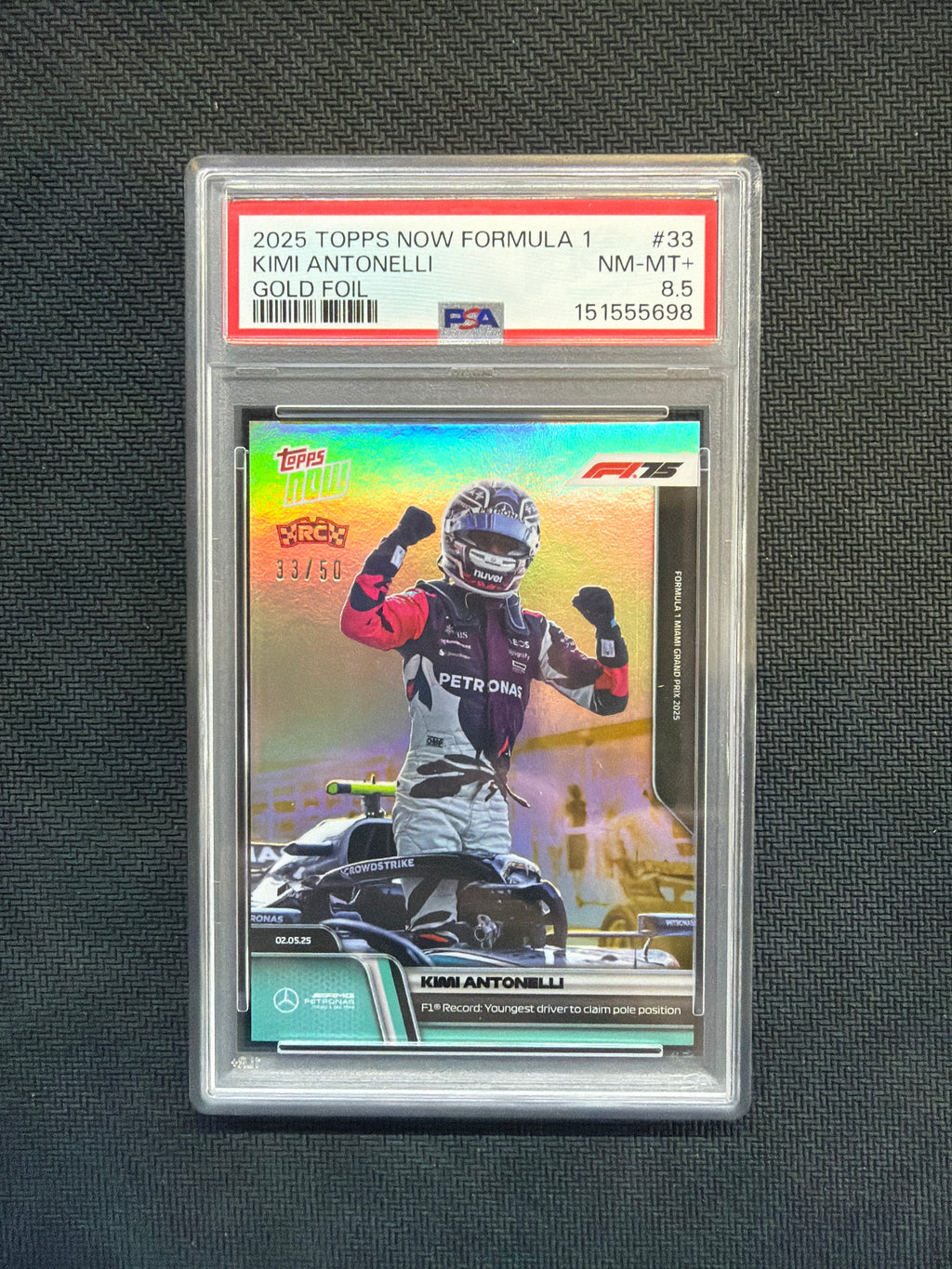 2025 Topps Now F1 Kimi Antonelli Gold Foil PSA 8.5 Pole Position