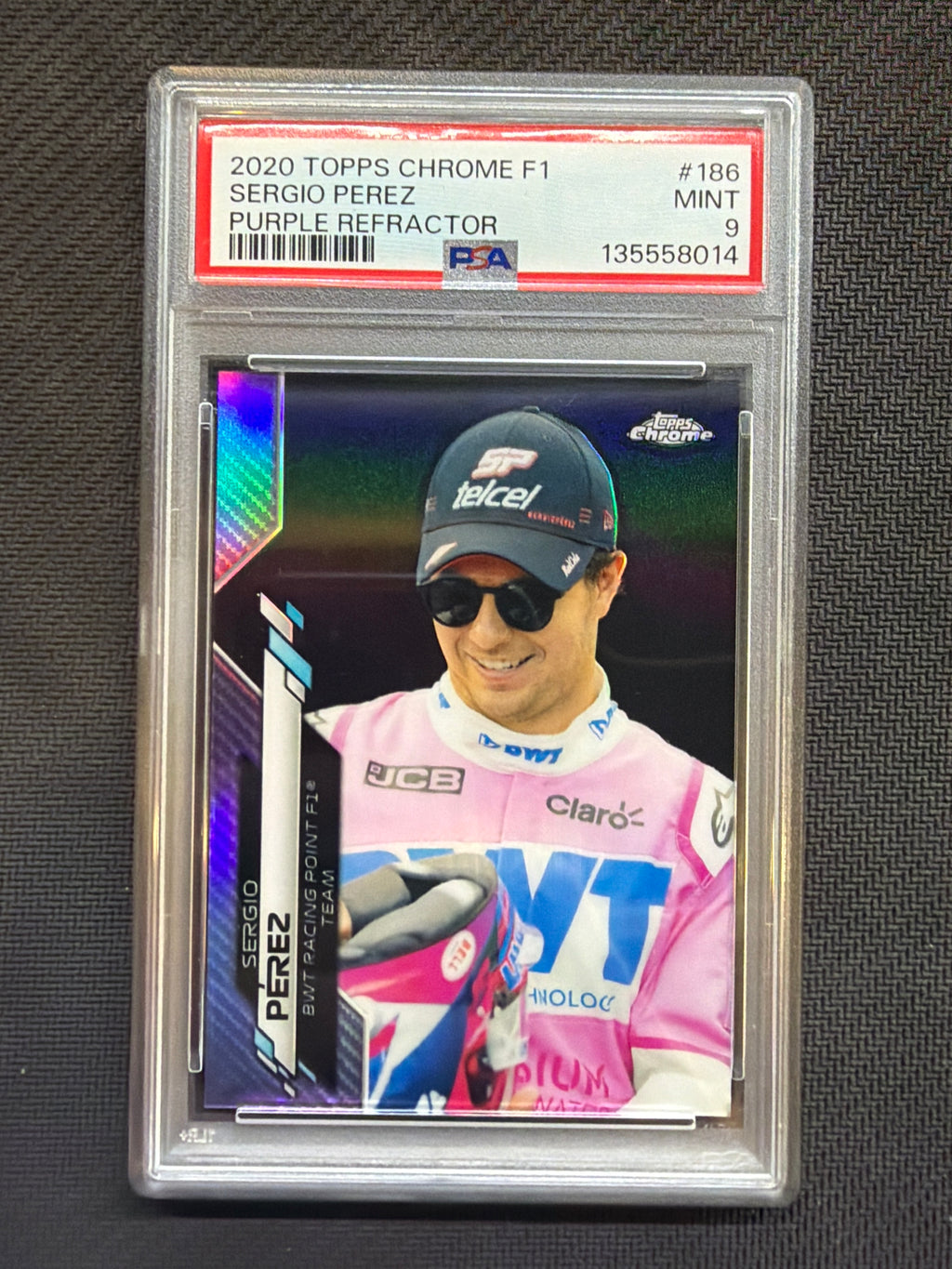 2020 Topps Chrome F1 Sergio Perez Purple /399 #186 PSA 9 014
