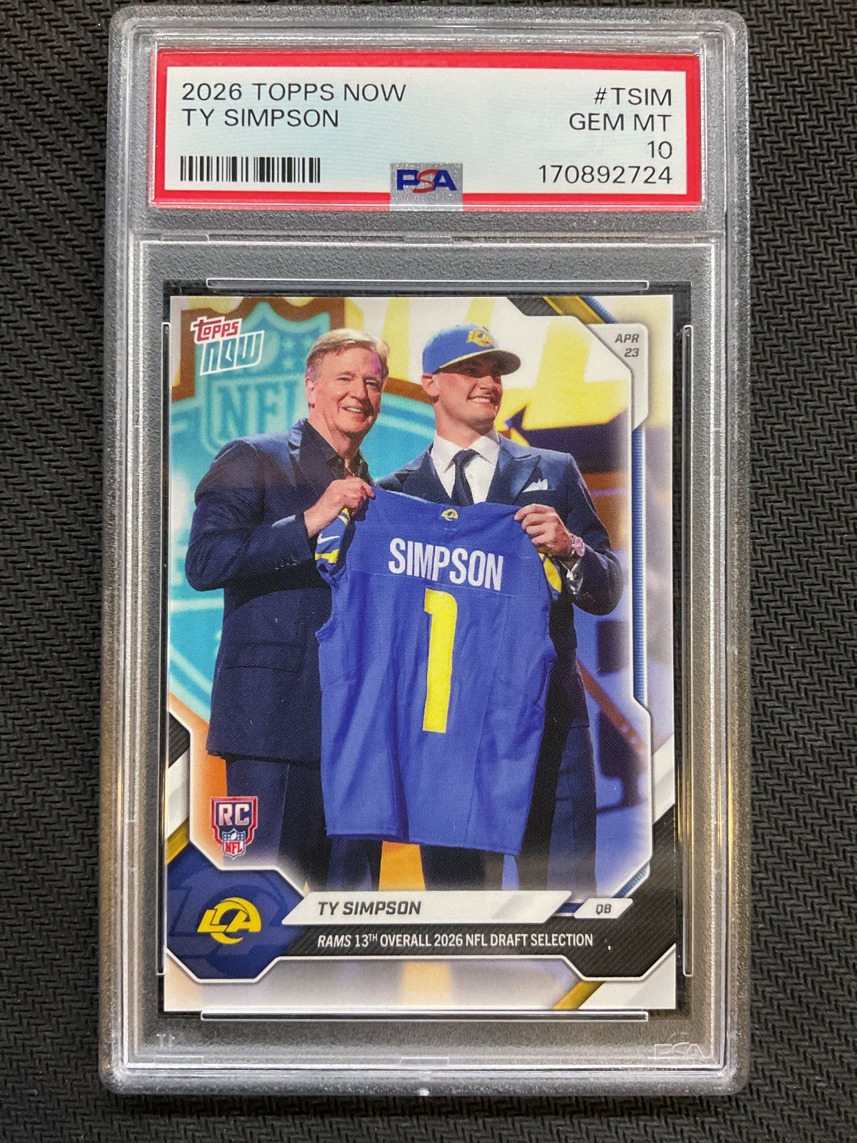 2026 Topps Now #TSIM Ty Simpson PSA 10 724