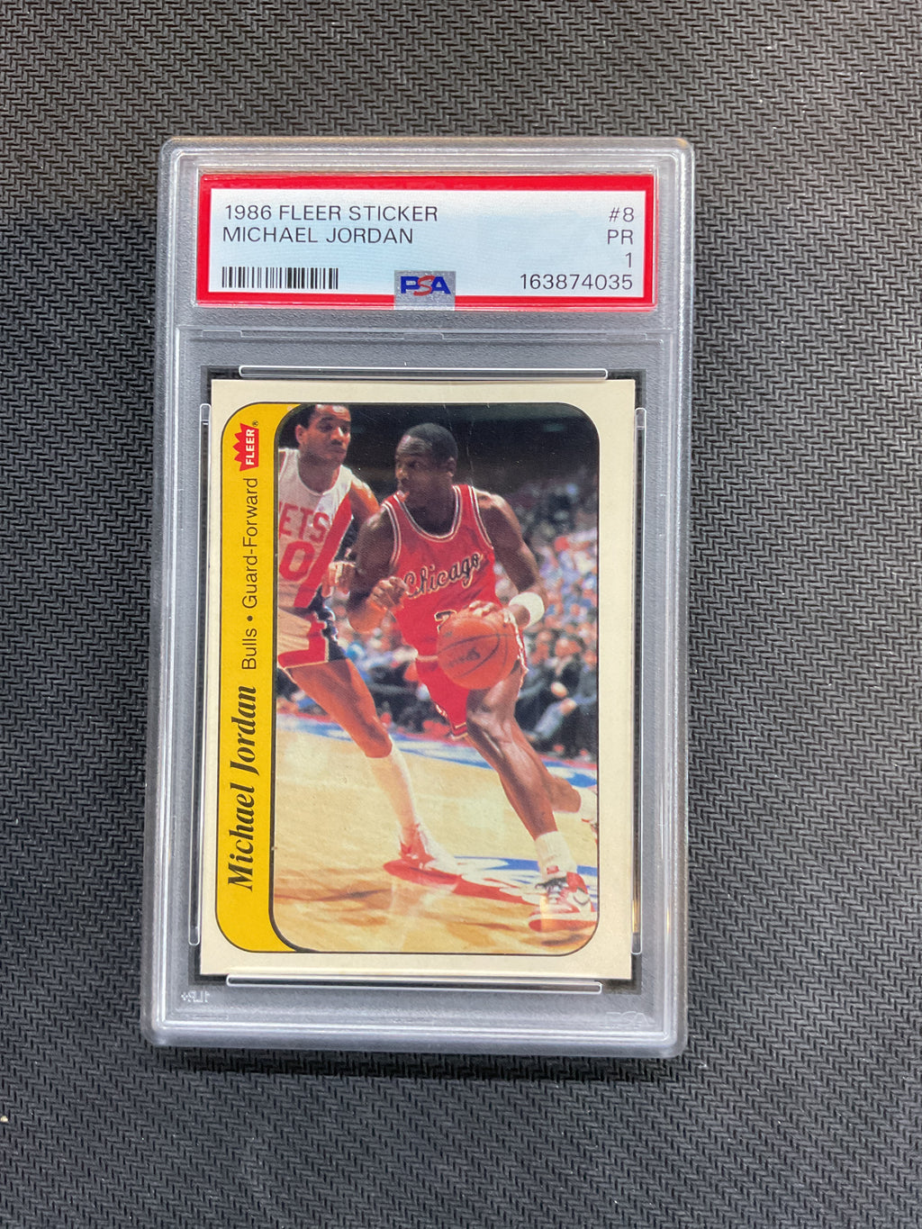 1986 Fleer Sticker Michael Jordan #8 PSA 1 Bulls Rookie 035