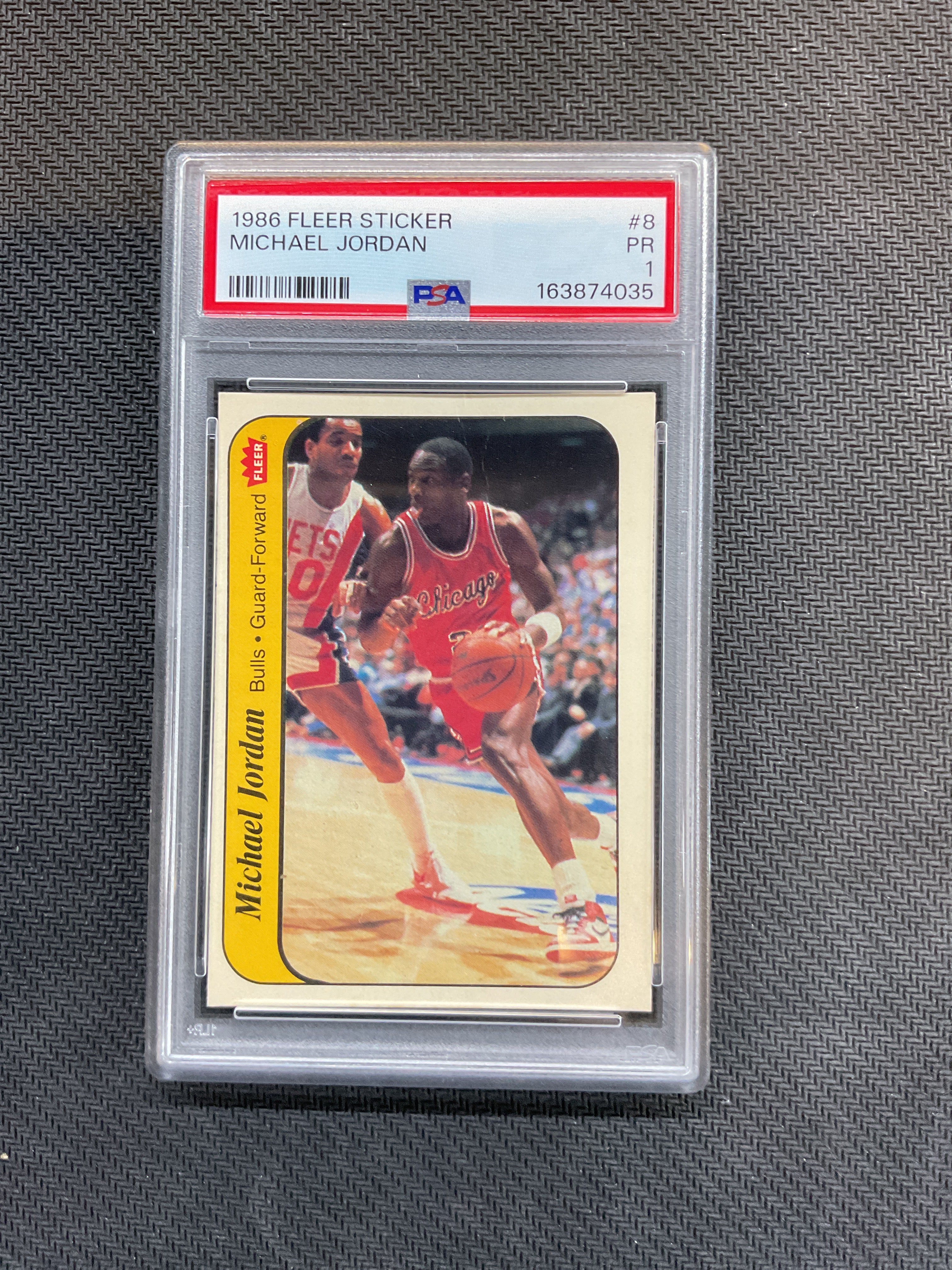 1986 Fleer Sticker Michael Jordan #8 PSA 1 Bulls Rookie 035