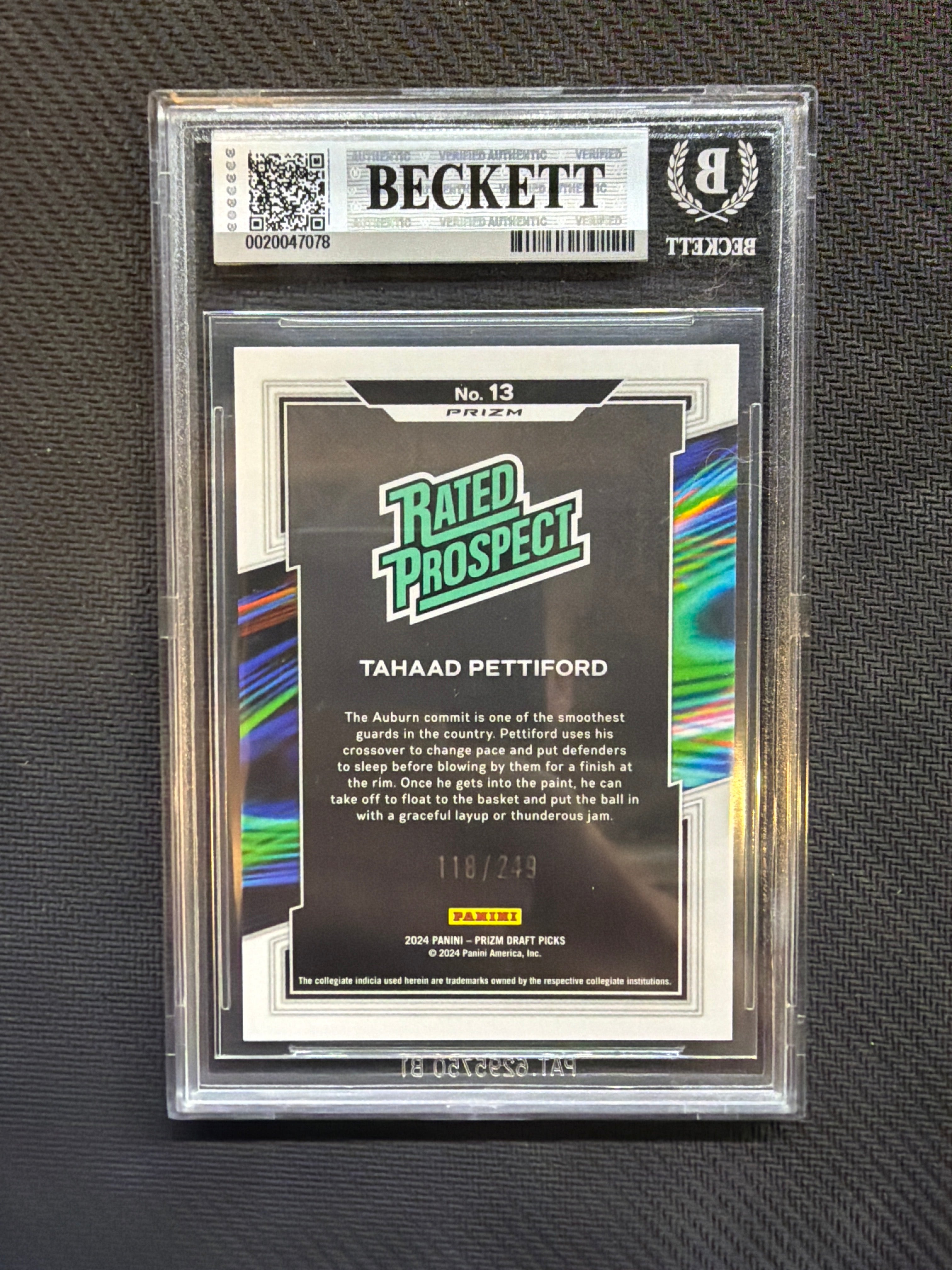 2024 Panini Prizm Draft Picks Rated Prospect Blue Wave /249 Tahaad Pettiford BGS 8.5 Auburn