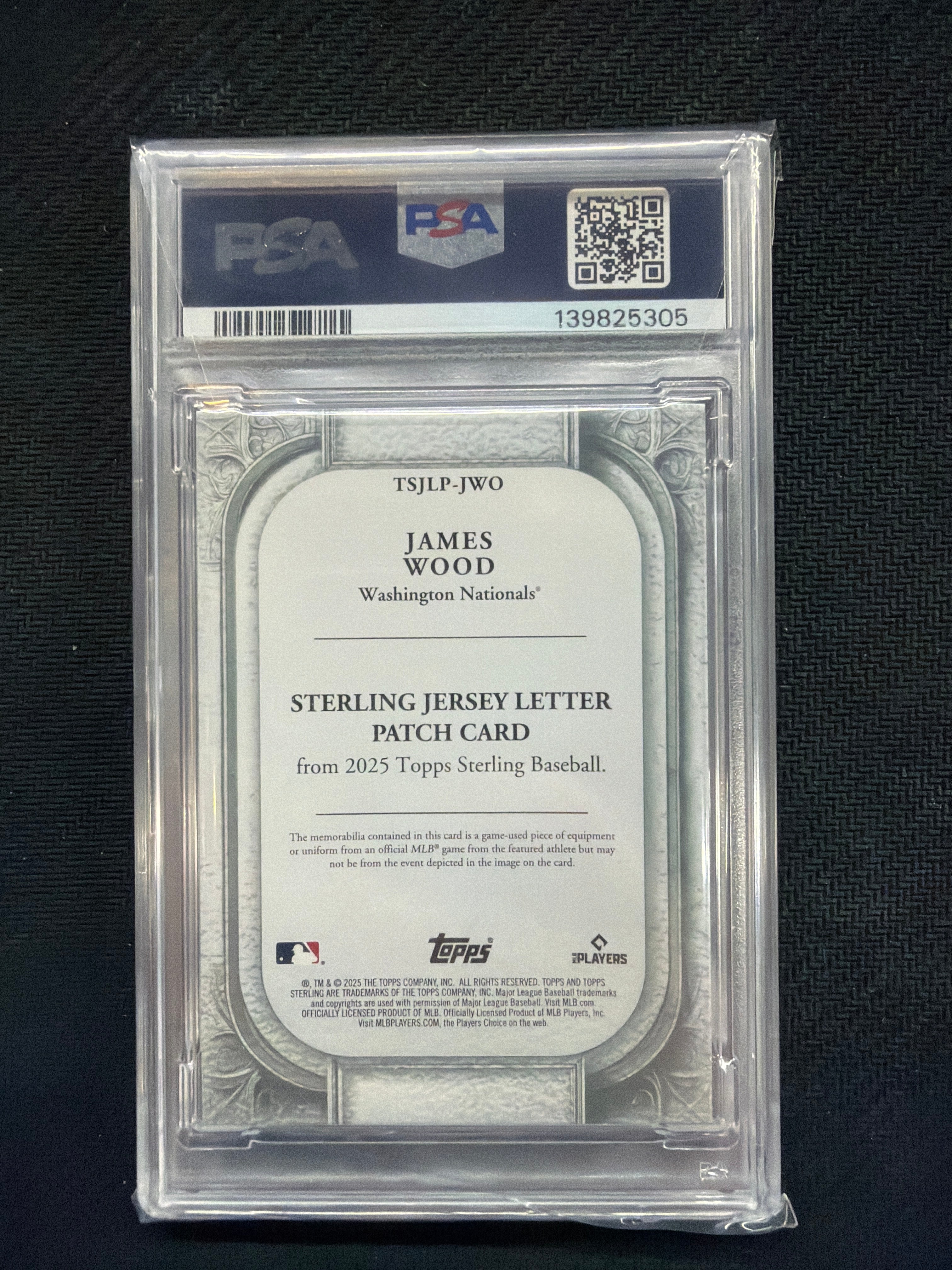 2025 Topps Sterling James Wood Rookie Letter Patch 1/1 PSA 9