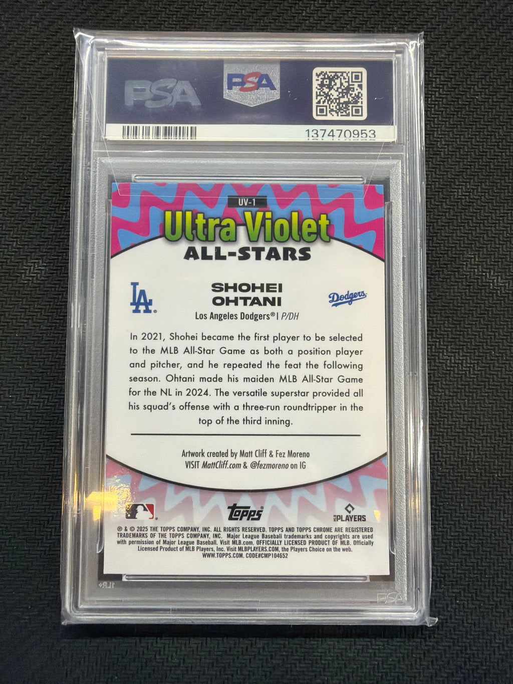 2025 Topps Chrome Shohei Ohtani Ultra Violet All Stars PSA 8