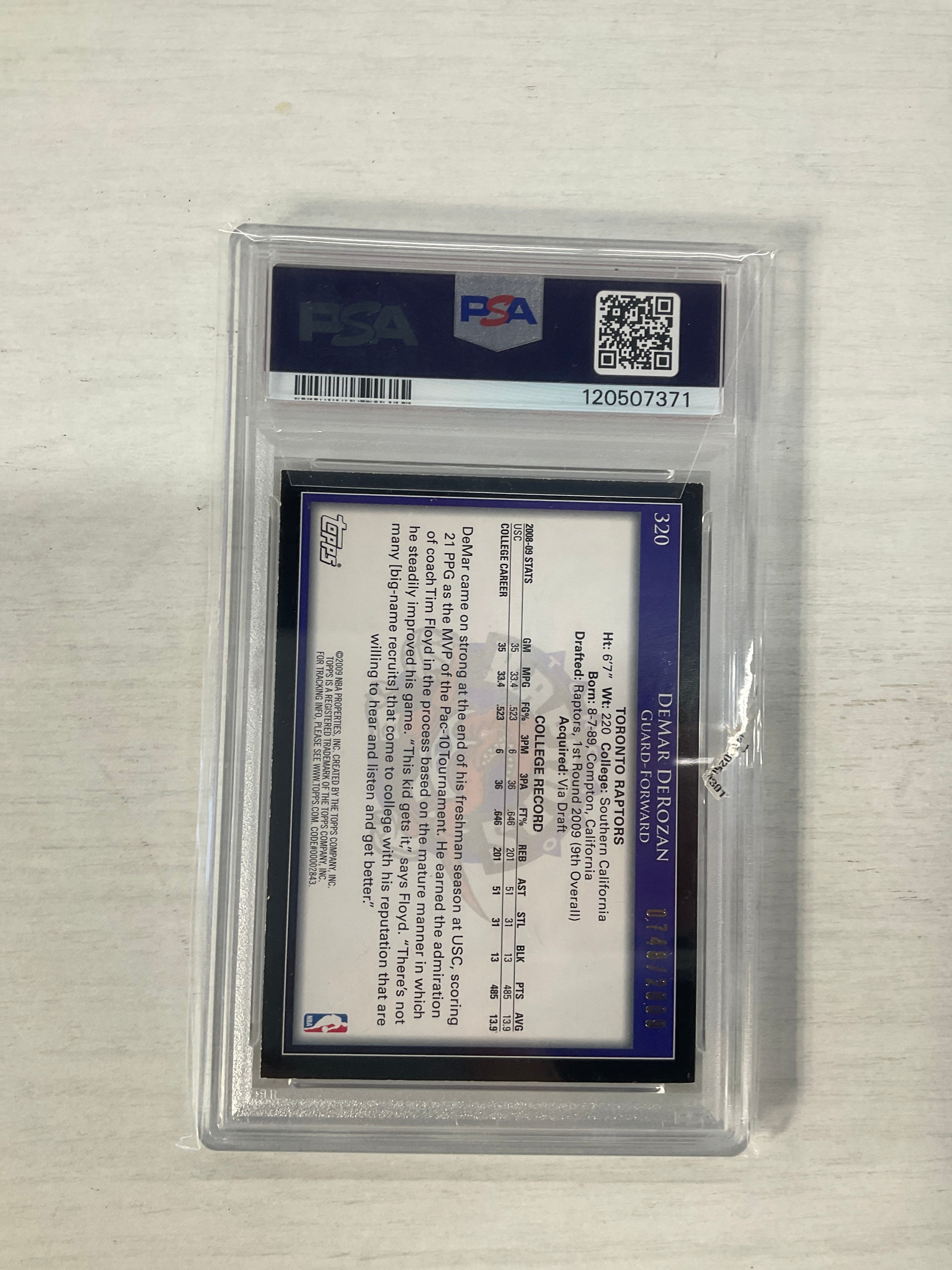 2009 Topps DeMar Derozan Gold /2009 PSA 8