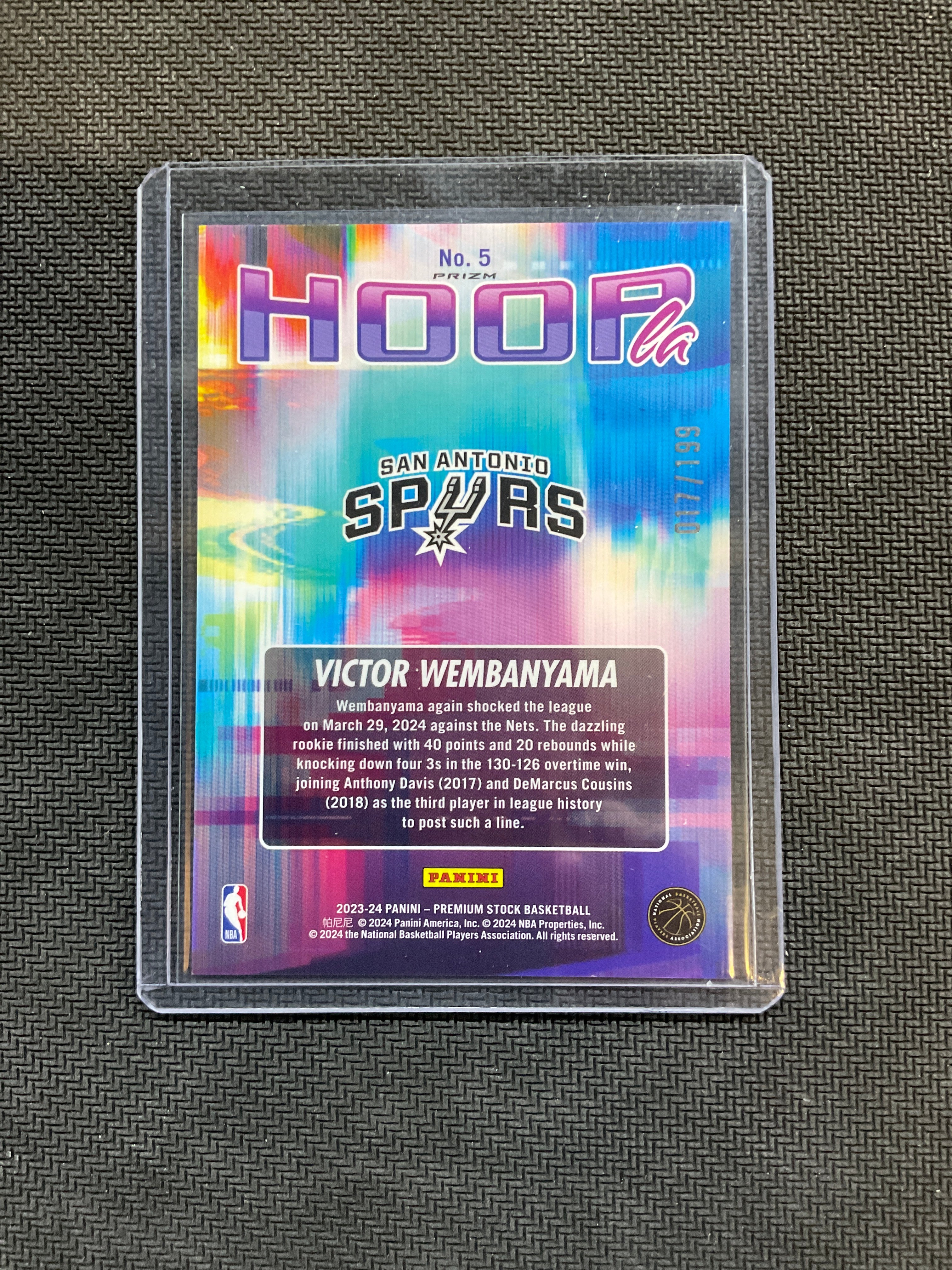 2023 Hoops Premium Stock Victor Wembanyama Hoopla Red Seismic Prizm /199 Rookie