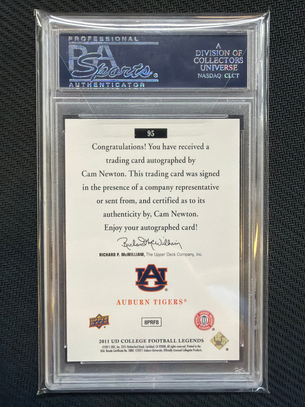 2011 Upper Deck Cam Newton College Legends Auto #95 PSA 9 Auburn