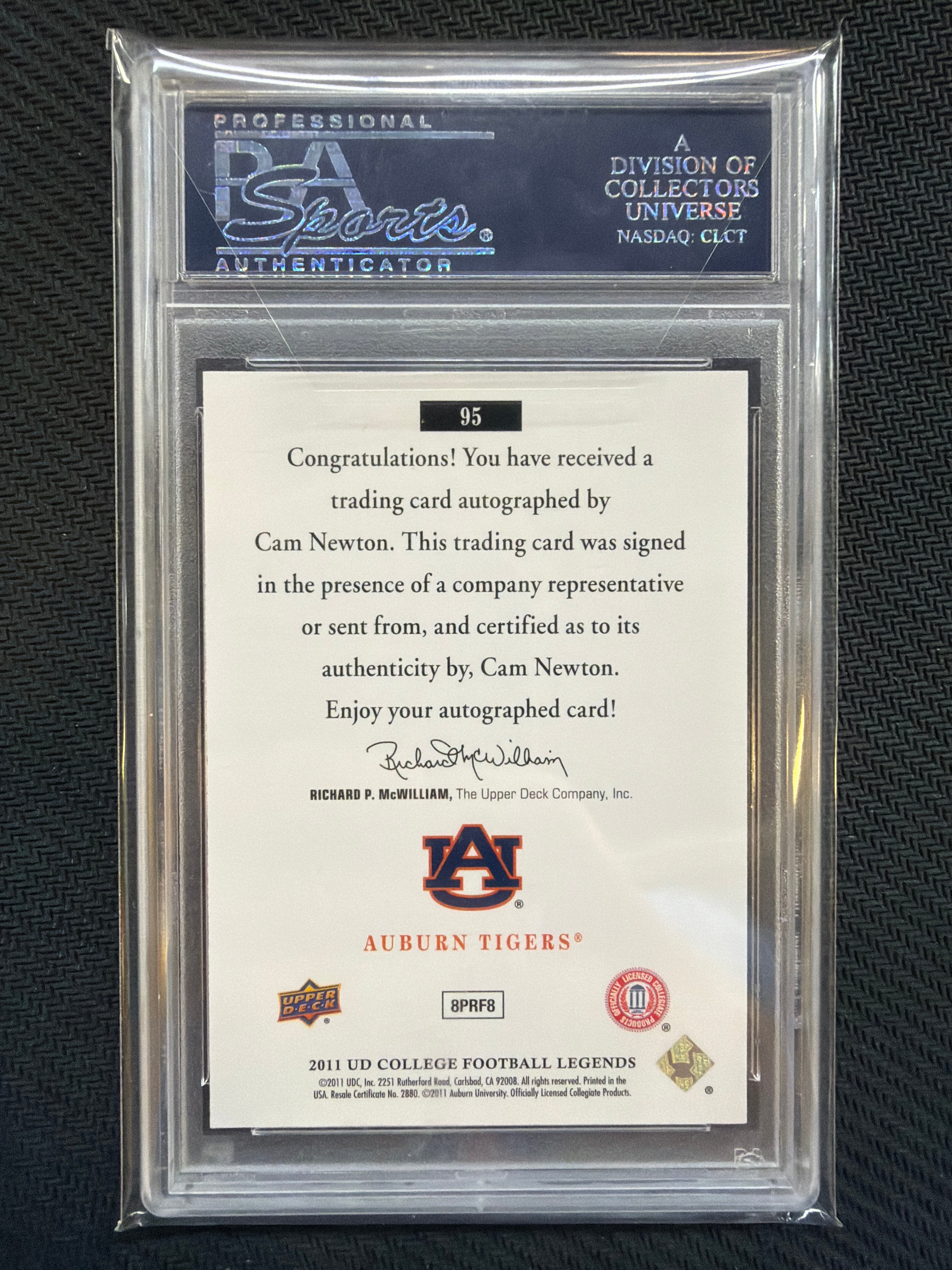 2011 Upper Deck Cam Newton College Legends Auto #95 PSA 9 Auburn