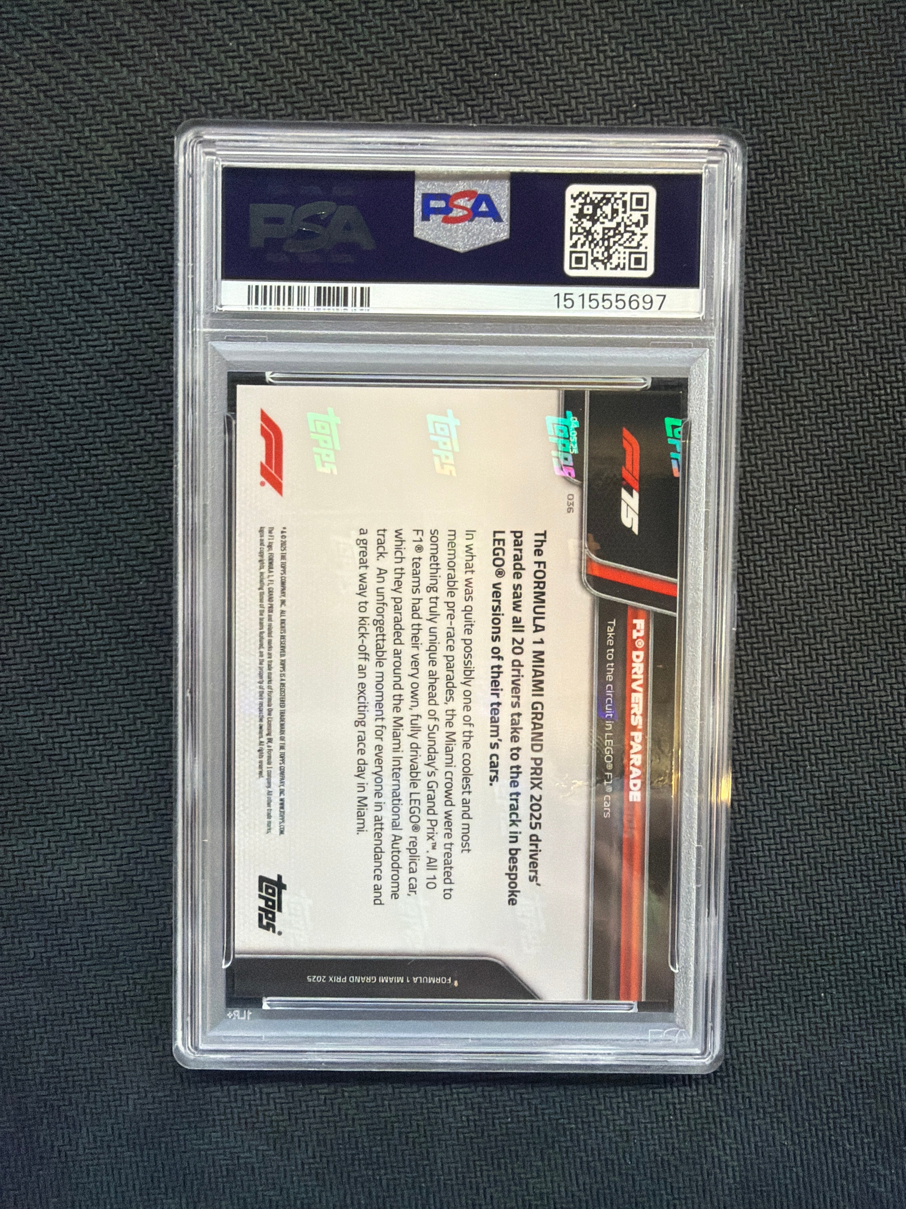 2025 Topps Now F1 F1 Drivers Parade Orange Foil /25 PSA 9 Miami