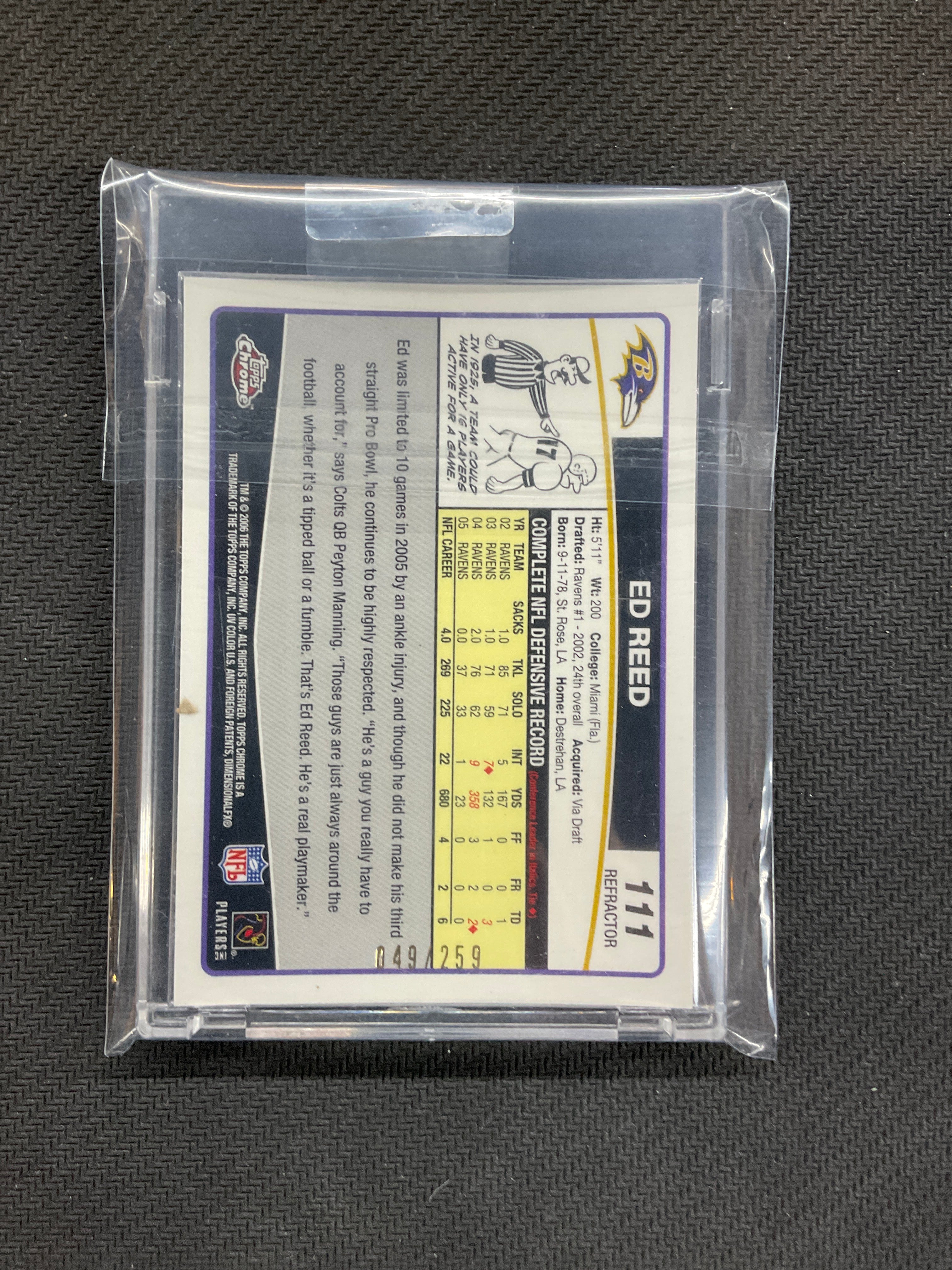 2006 Topps Chrome Ed Reed Red Refractor /259 Ravens