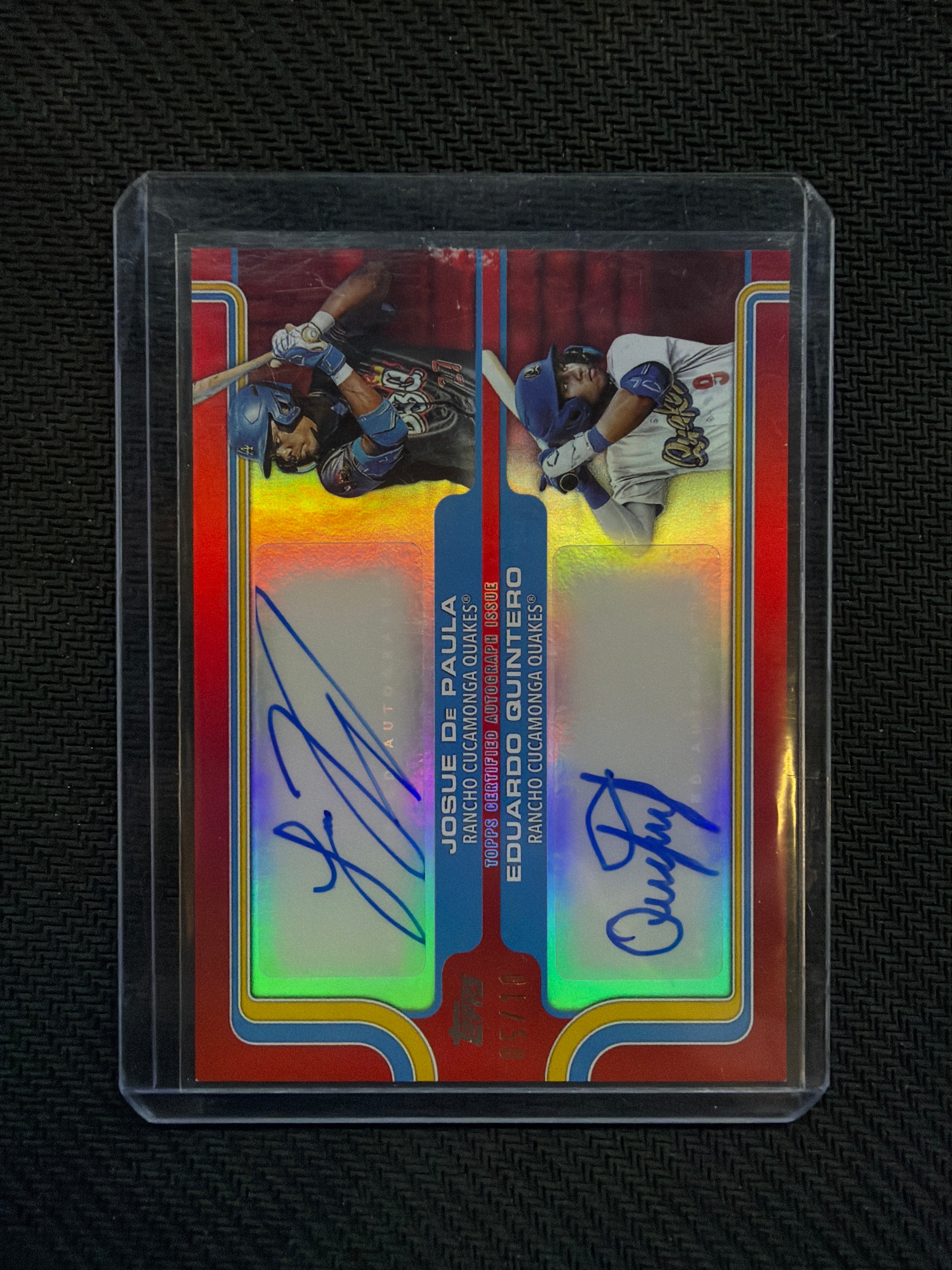 2025 Topps Pro Debut Josue De Paula/Eduardo Quintero Dual Auto /10