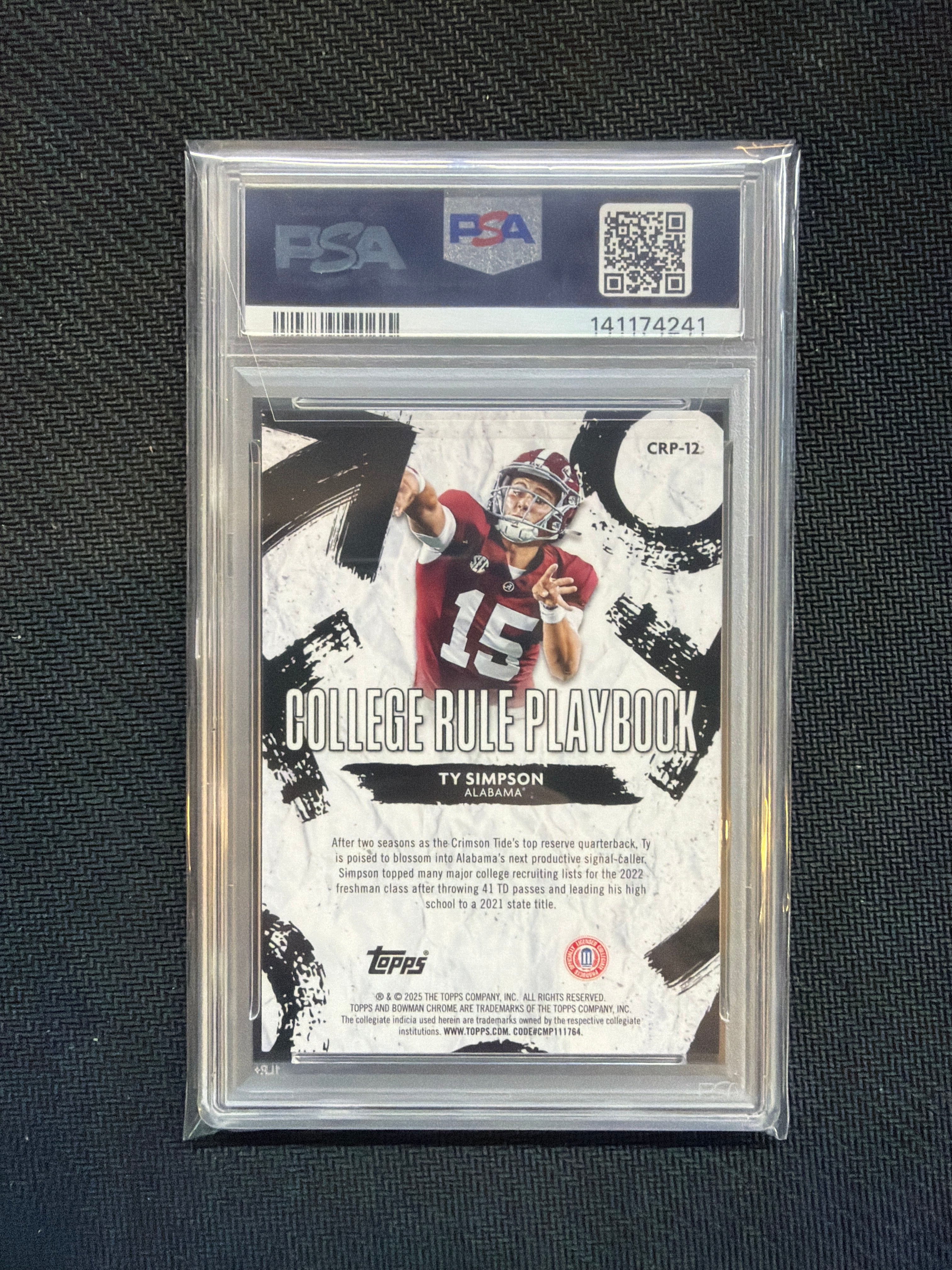 2025 Bowman U Chrome Ty Simpson Rule Playbook Green /99 Alabama