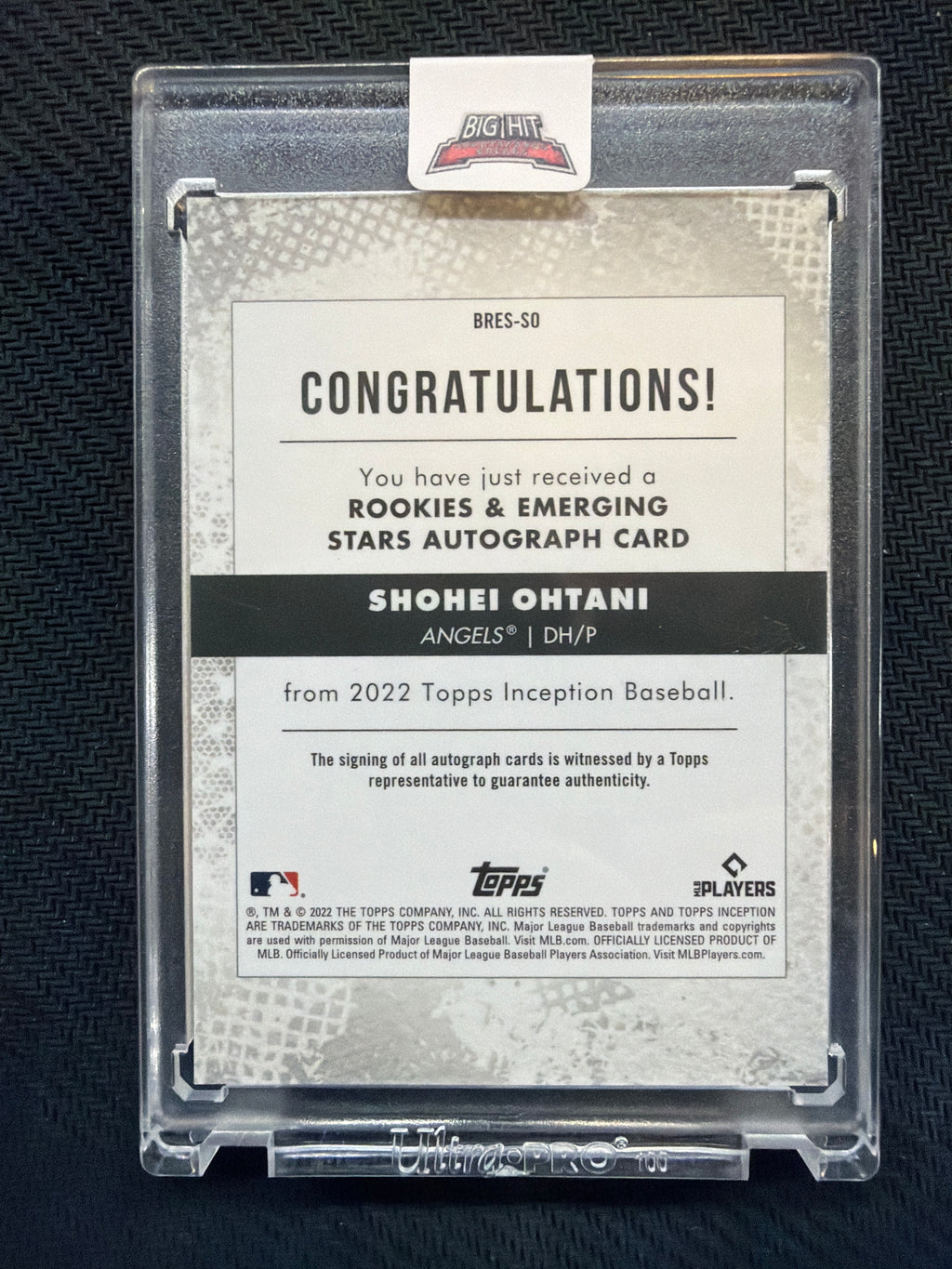 2022 Topps Inception Shohei Ohtani Rookie Emerging Stars Auto /75 #BRESSO Angels