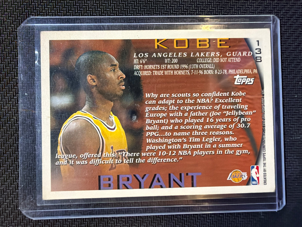 1996 Topps Kobe Bryant #138 Rookie - Damage