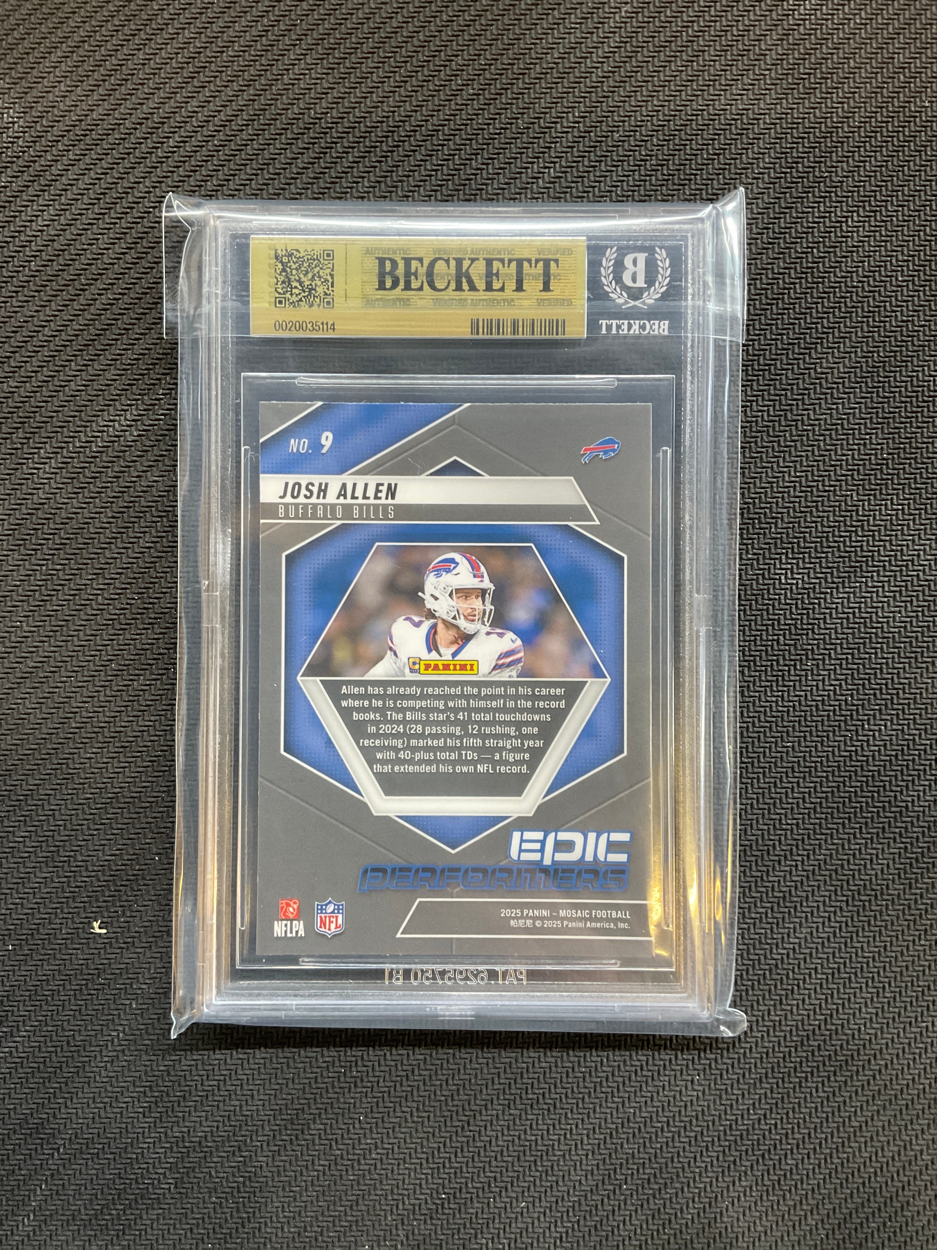 2025 Panini Mosaic Josh Allen Epic Performers BGS 9.5 Bills