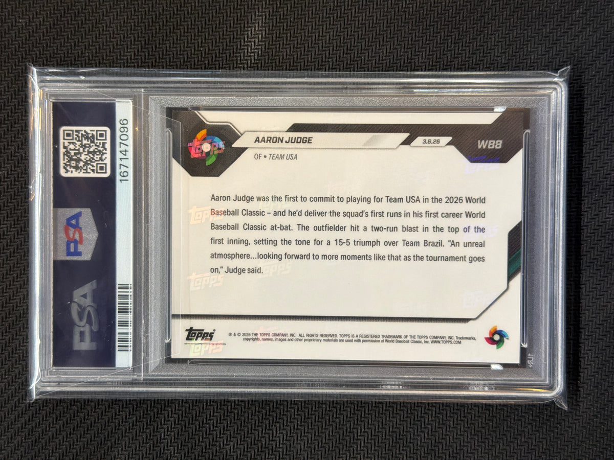 2026 Topps Now WBC Aaron Judge #WB8 Slugs 1st HR PSA 10 096