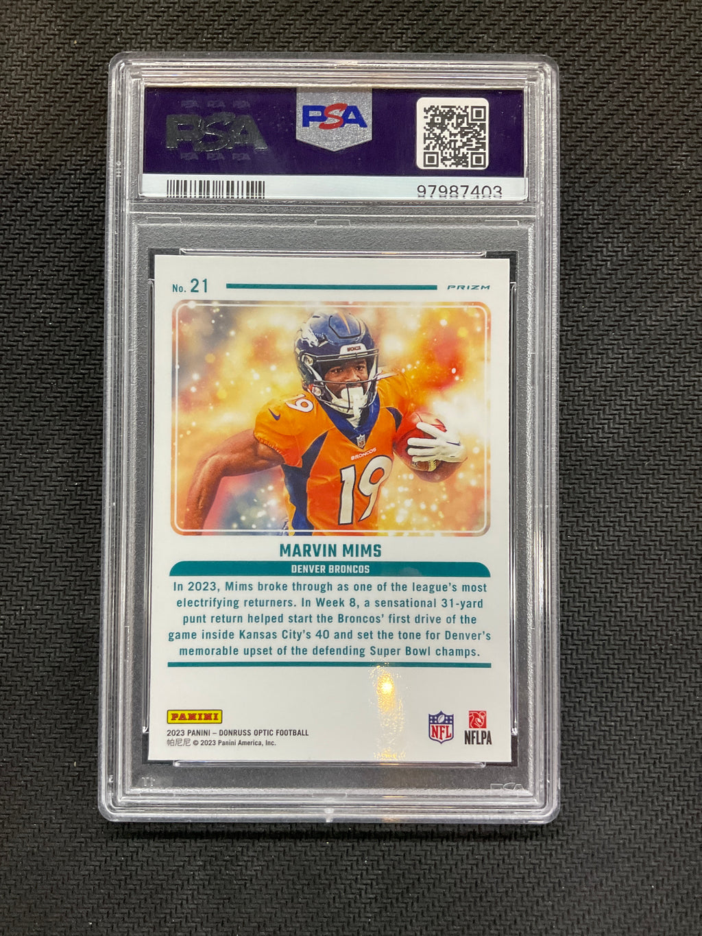 2023 Donruss Optic Marvin Mims Mythical #21 PSA 10 403