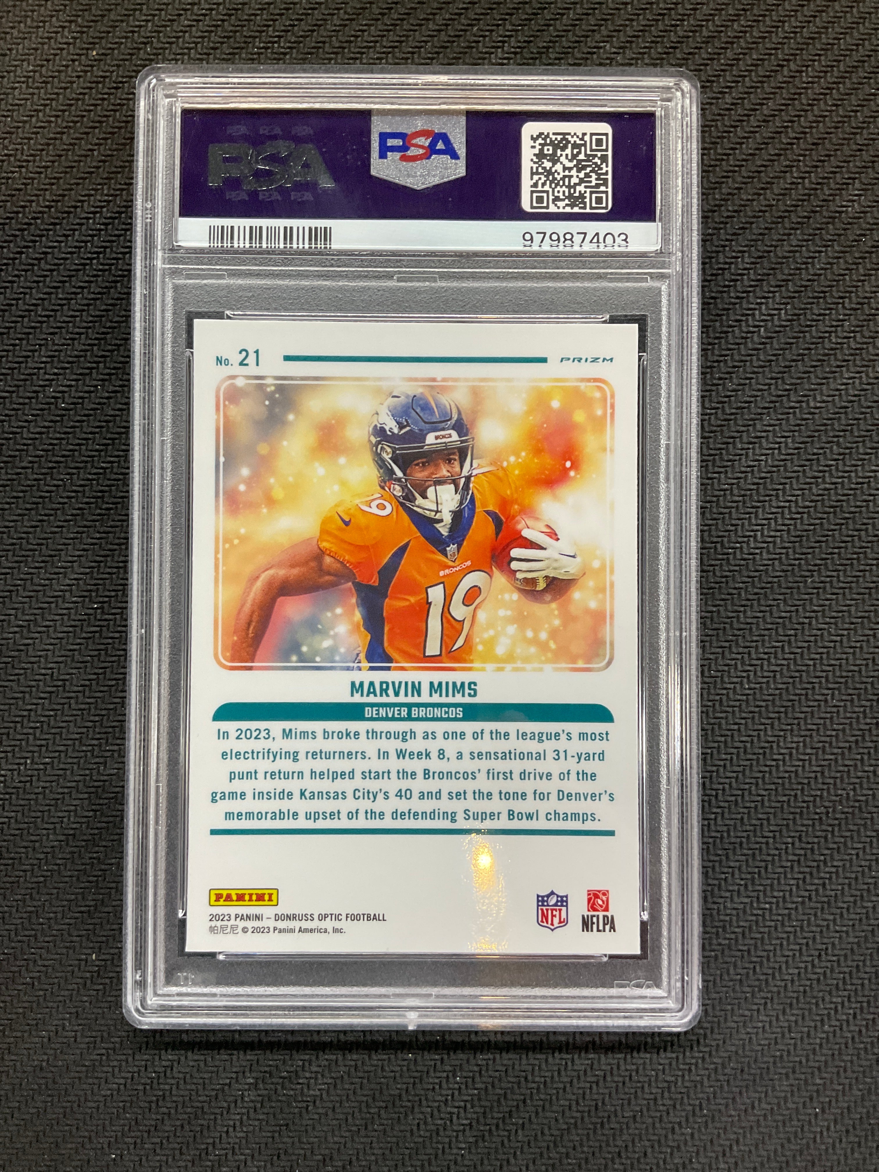 2023 Donruss Optic Marvin Mims Mythical #21 PSA 10 403
