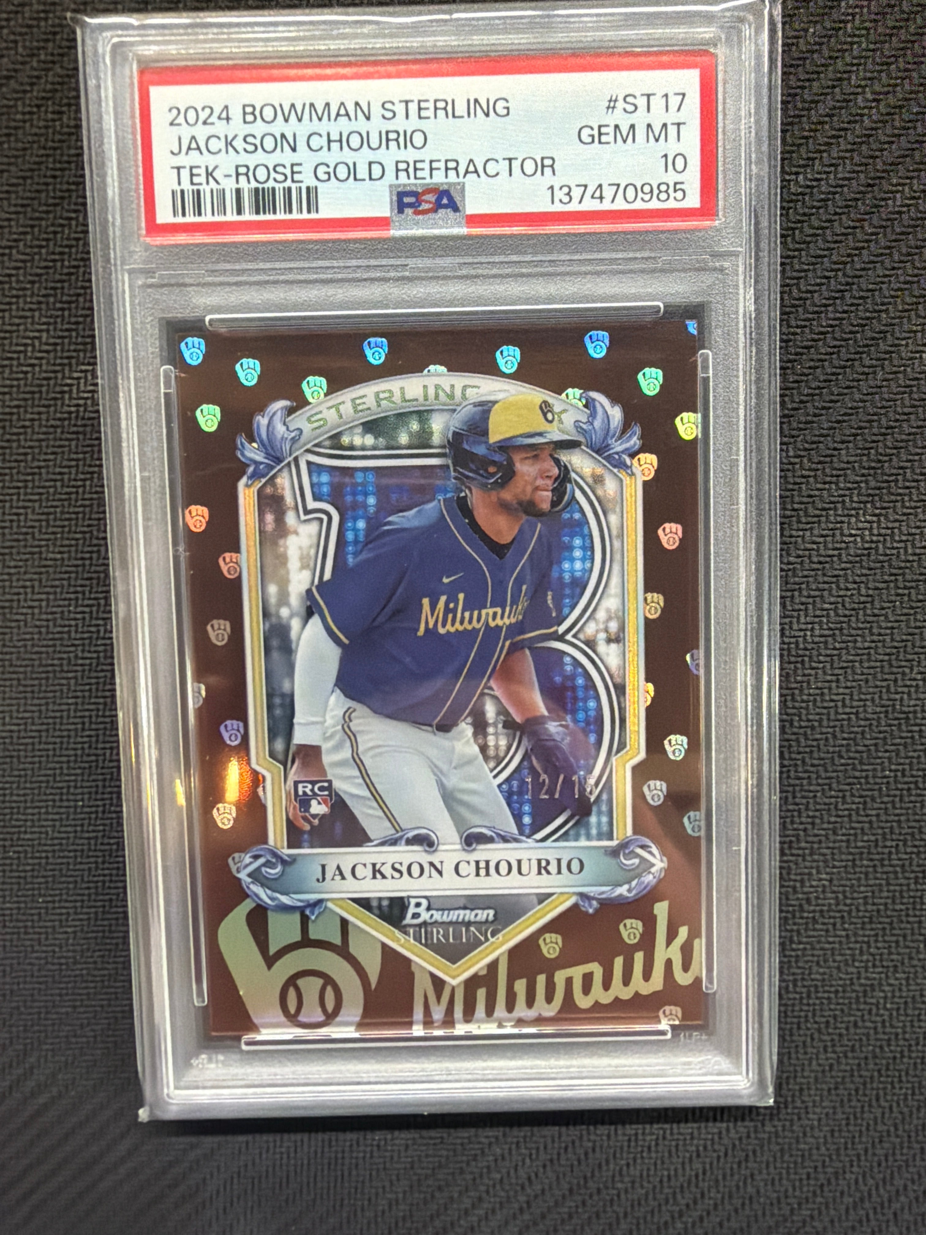 2024 Bowman Sterling Jackson Chourio Tek Rose Gold /15 PSA 10