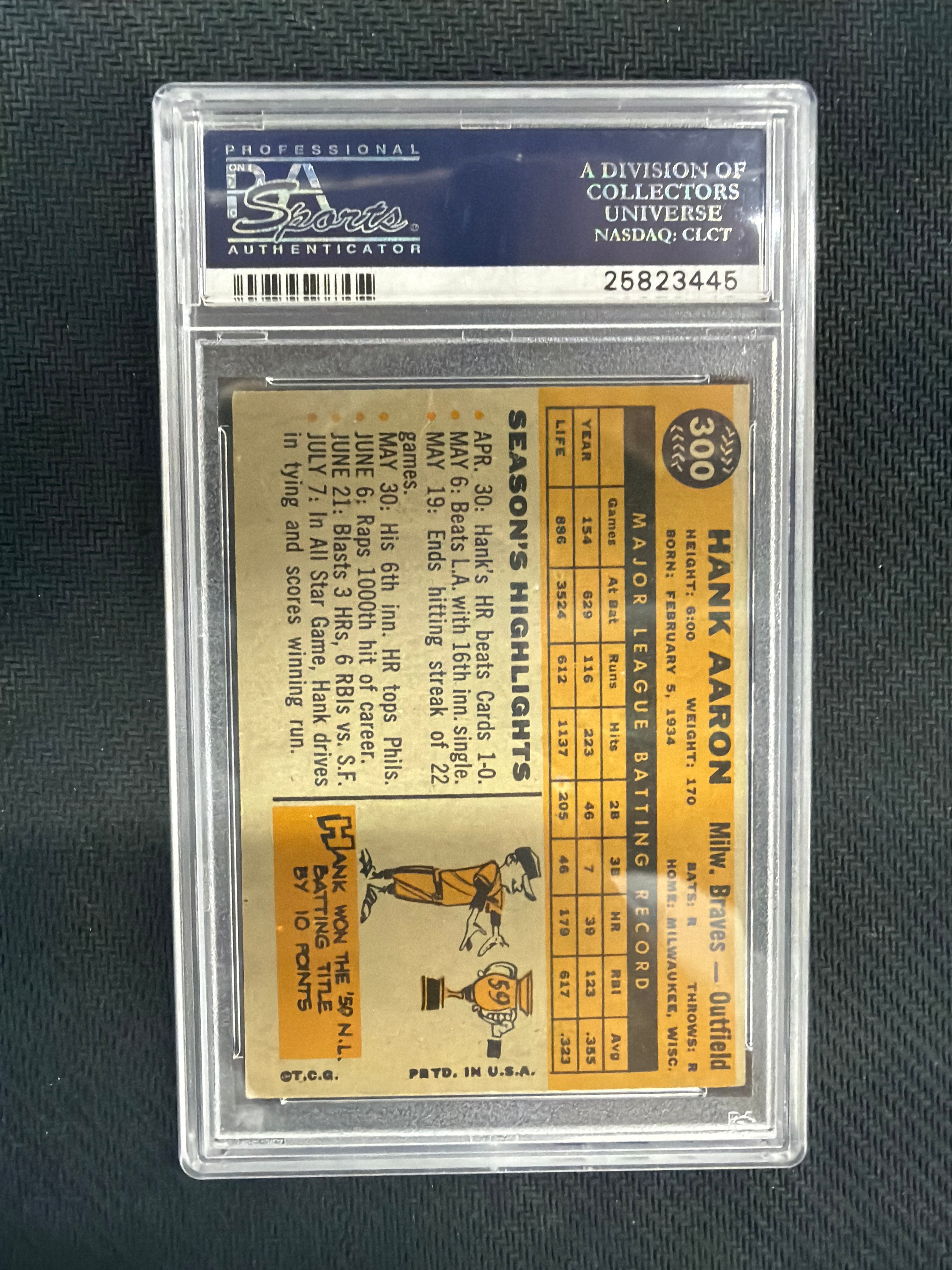 1960 Topps Hank Aaron PSA 4 Braves