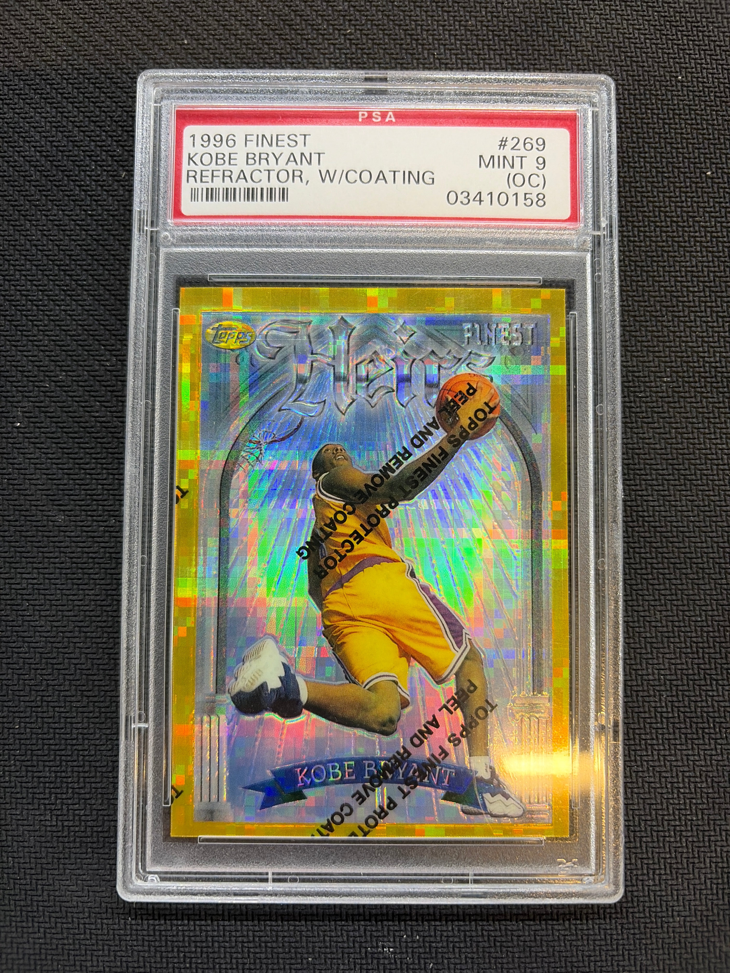 1996 Topps Finest Kobe Bryant Refractor W/ Coating Rookie #269 PSA 9 (OC) Lakers