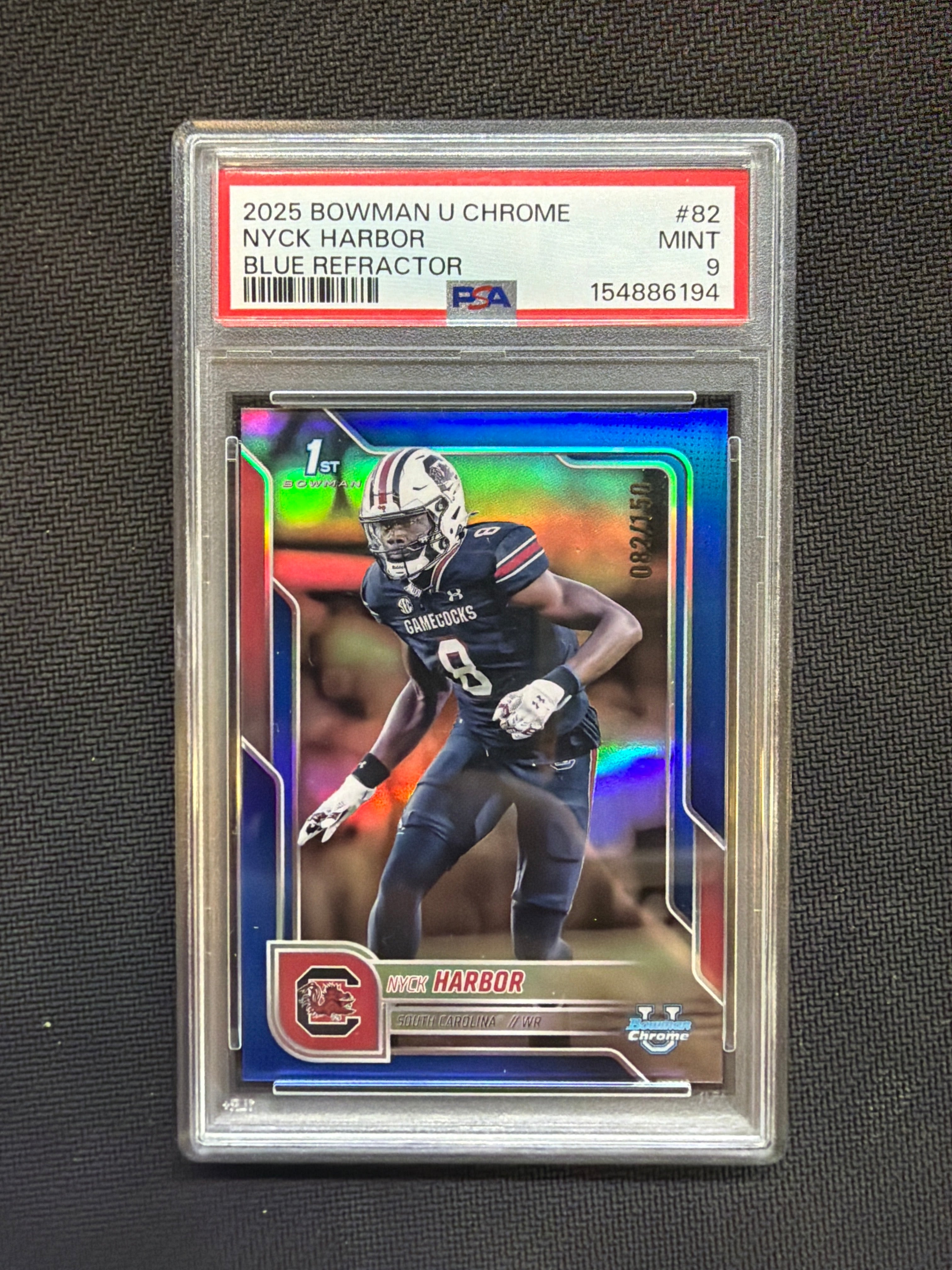 2025 Bowman U Chrome Nyck Harbor Blue Refractor /150 PSA 9