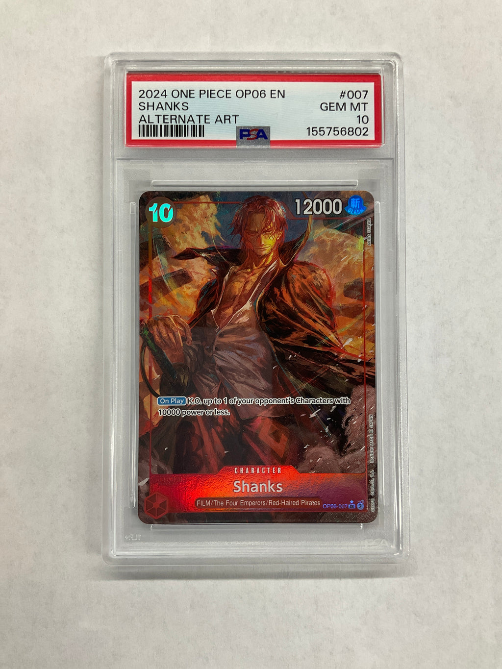 2024 One Piece OP-06 Shanks Alternate Art #007 PSA 10