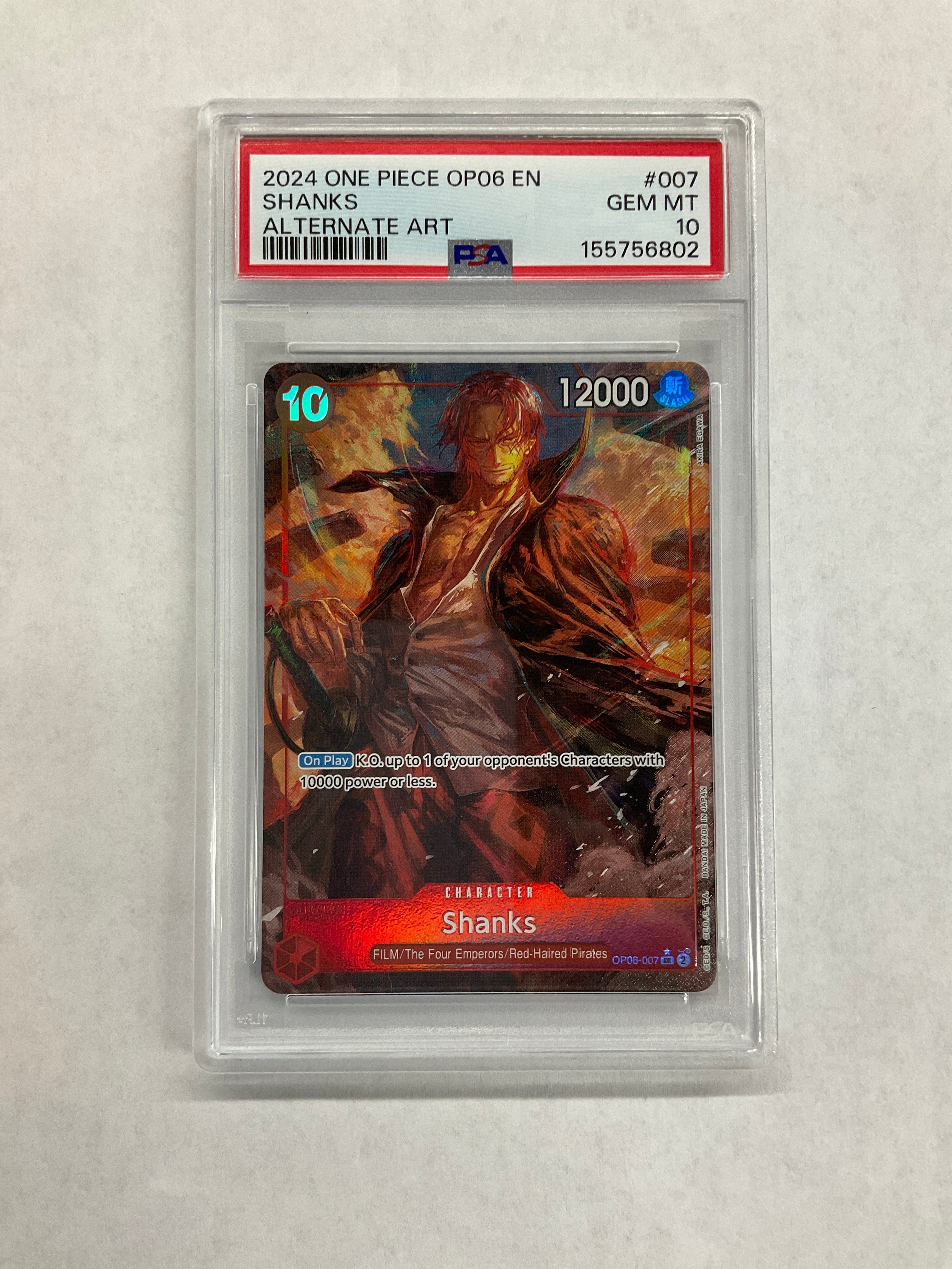 2024 One Piece OP-06 Shanks Alternate Art #007 PSA 10