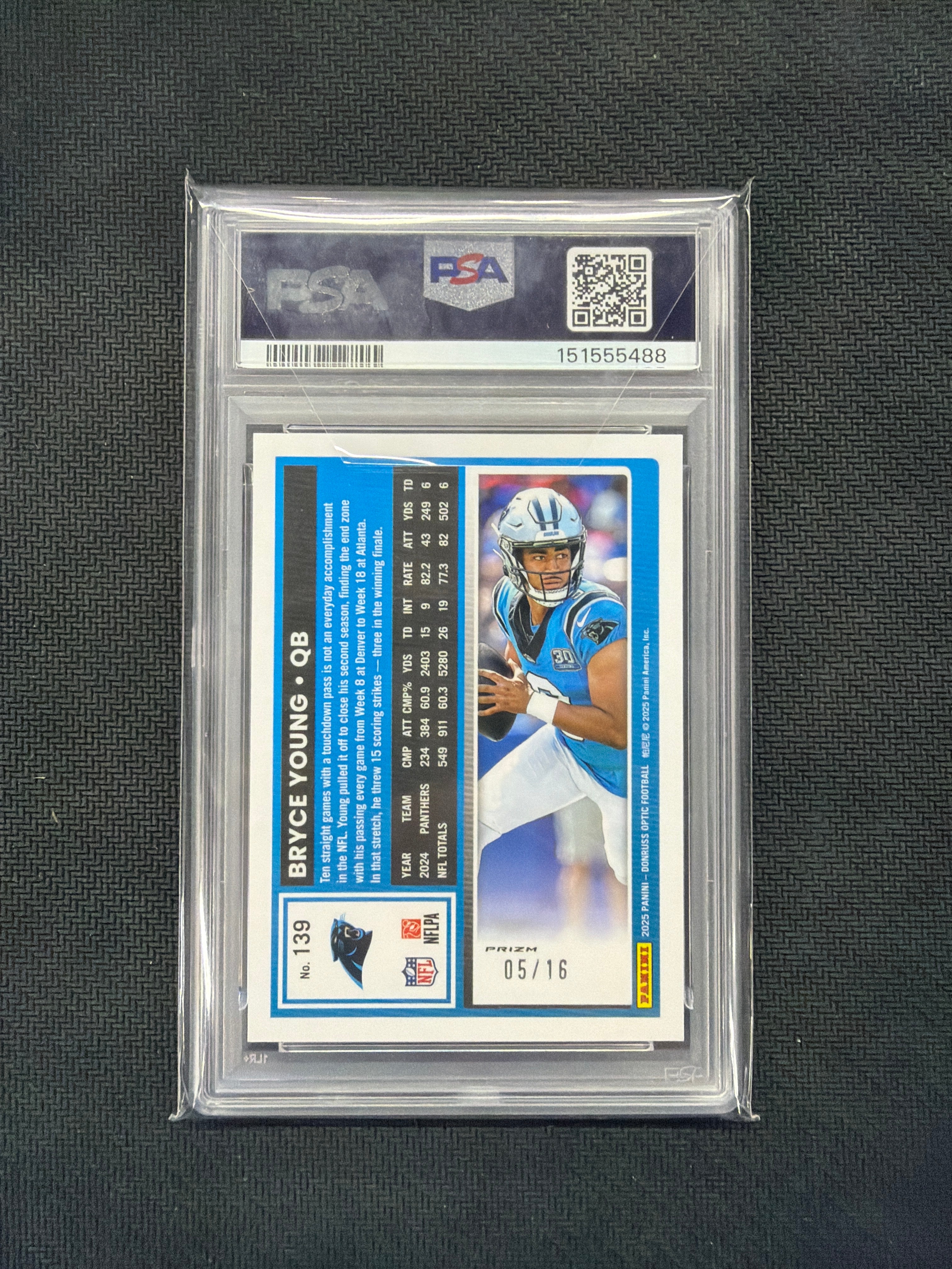 2025 Donruss Optic Bryce Young Footballs /16 PSA 10