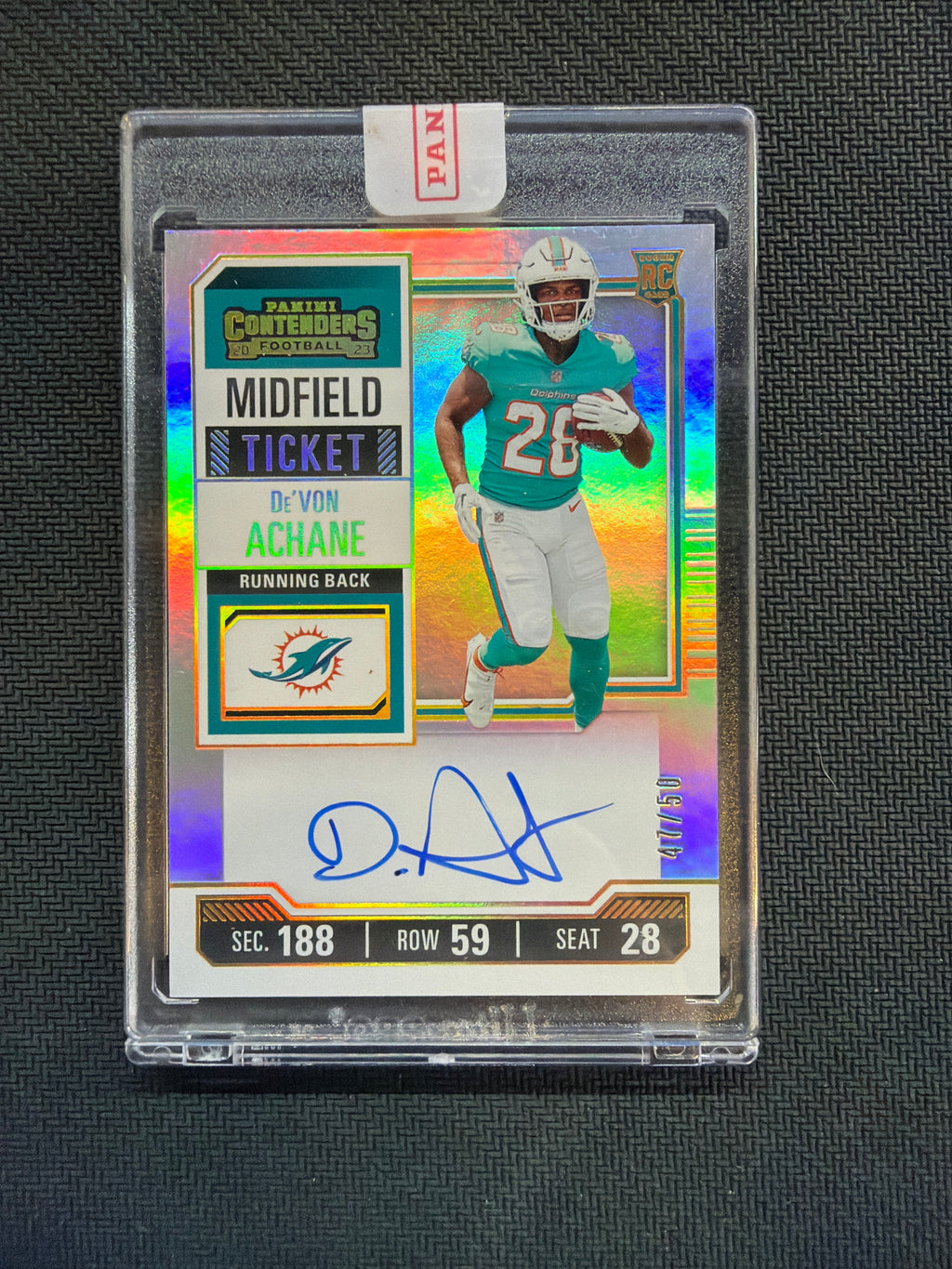2023 Panini Contenders De'Von Achane Rookie Auto /50 Dolphins