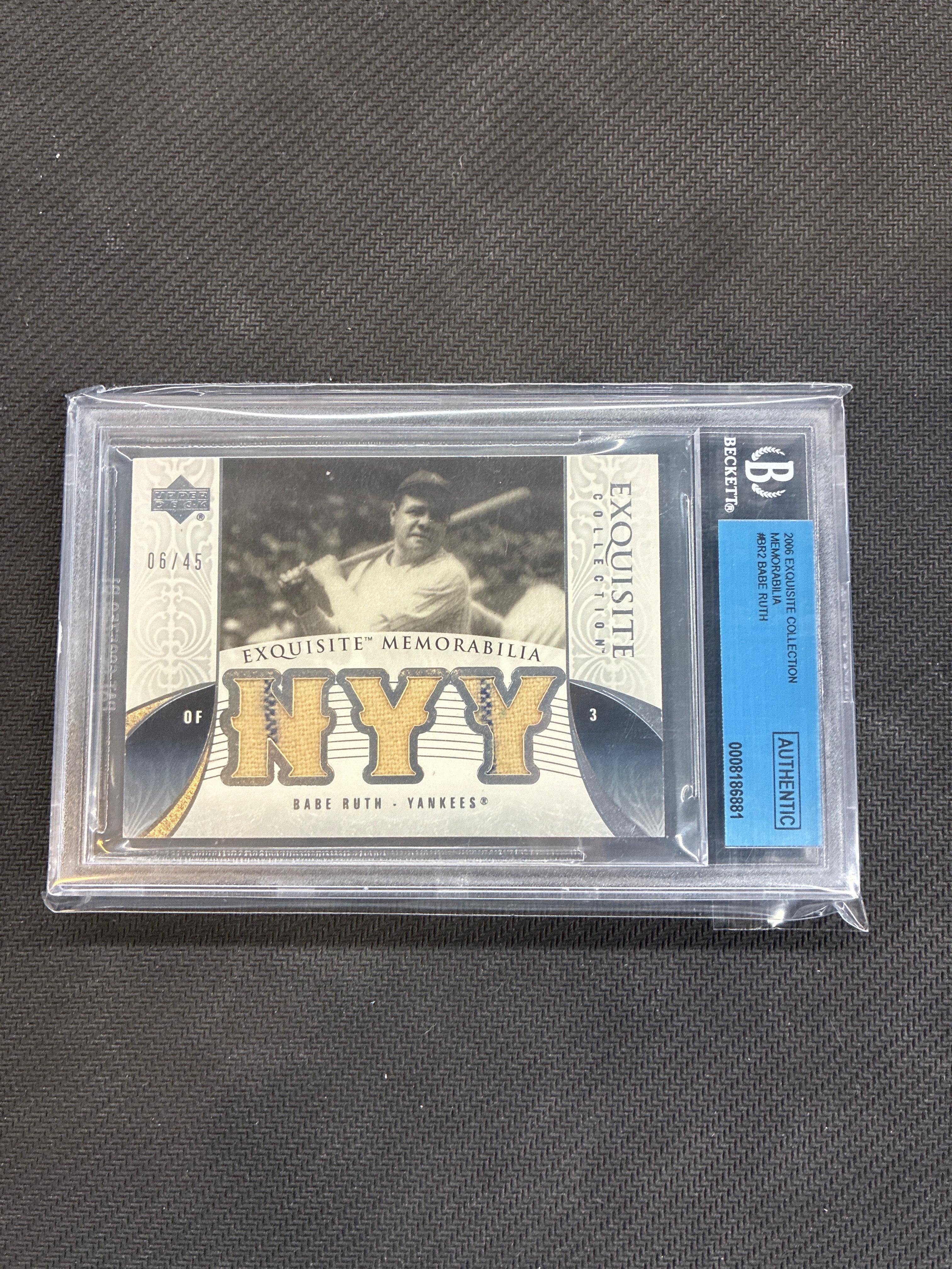 2006 Upper Deck Exquisite Collection Babe Ruth Memorabilia /45 Beckett Authentic Yankees