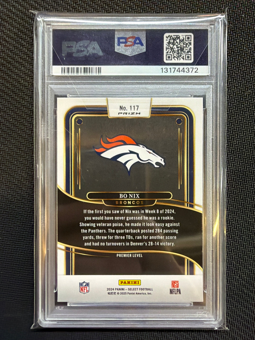 2024 Select Bo Nix Rookie Black & Green Shock PSA 9 372