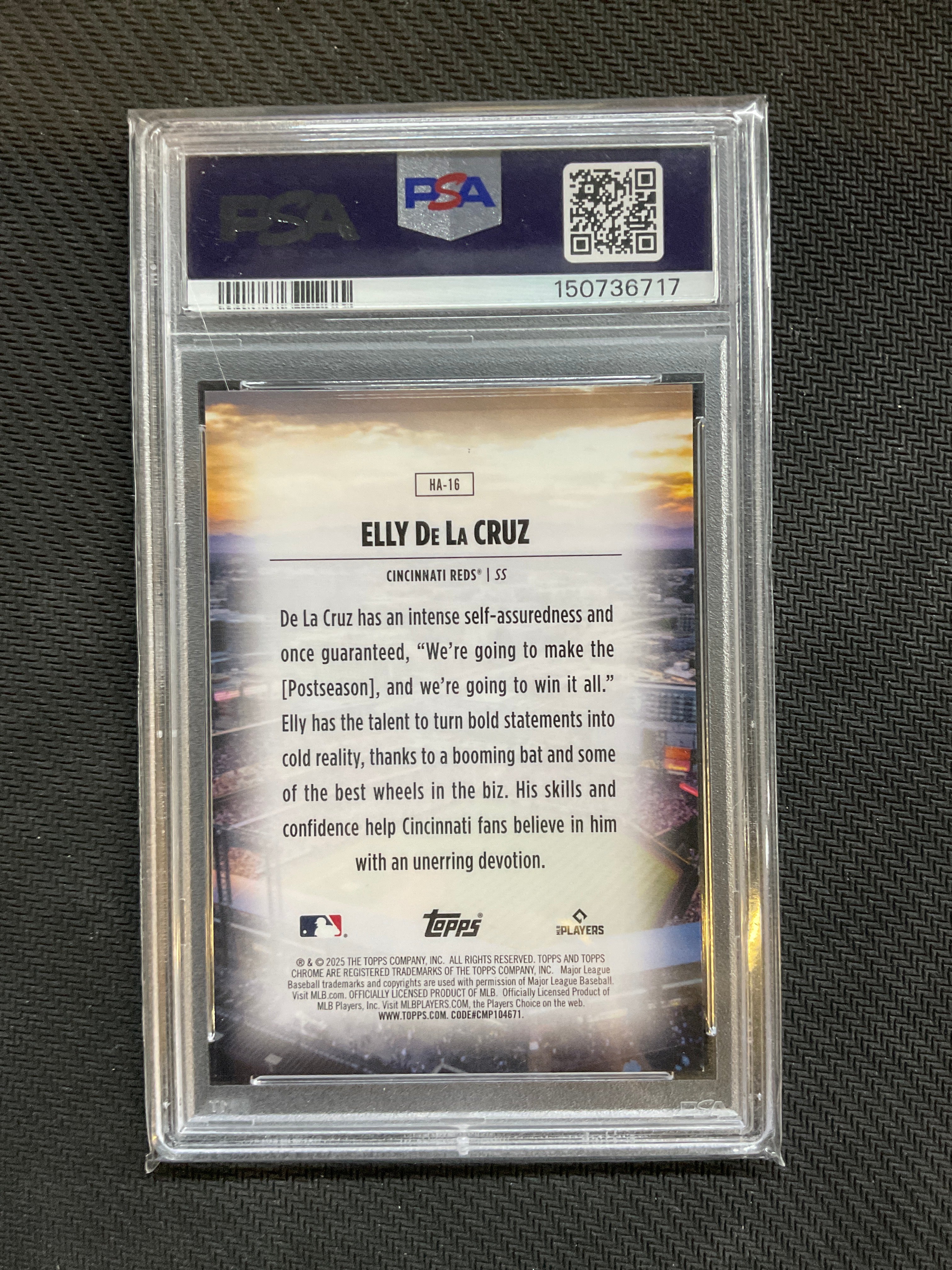 2025 Topps Chrome Elly De La Cruz Home Field Advantage PSA 9