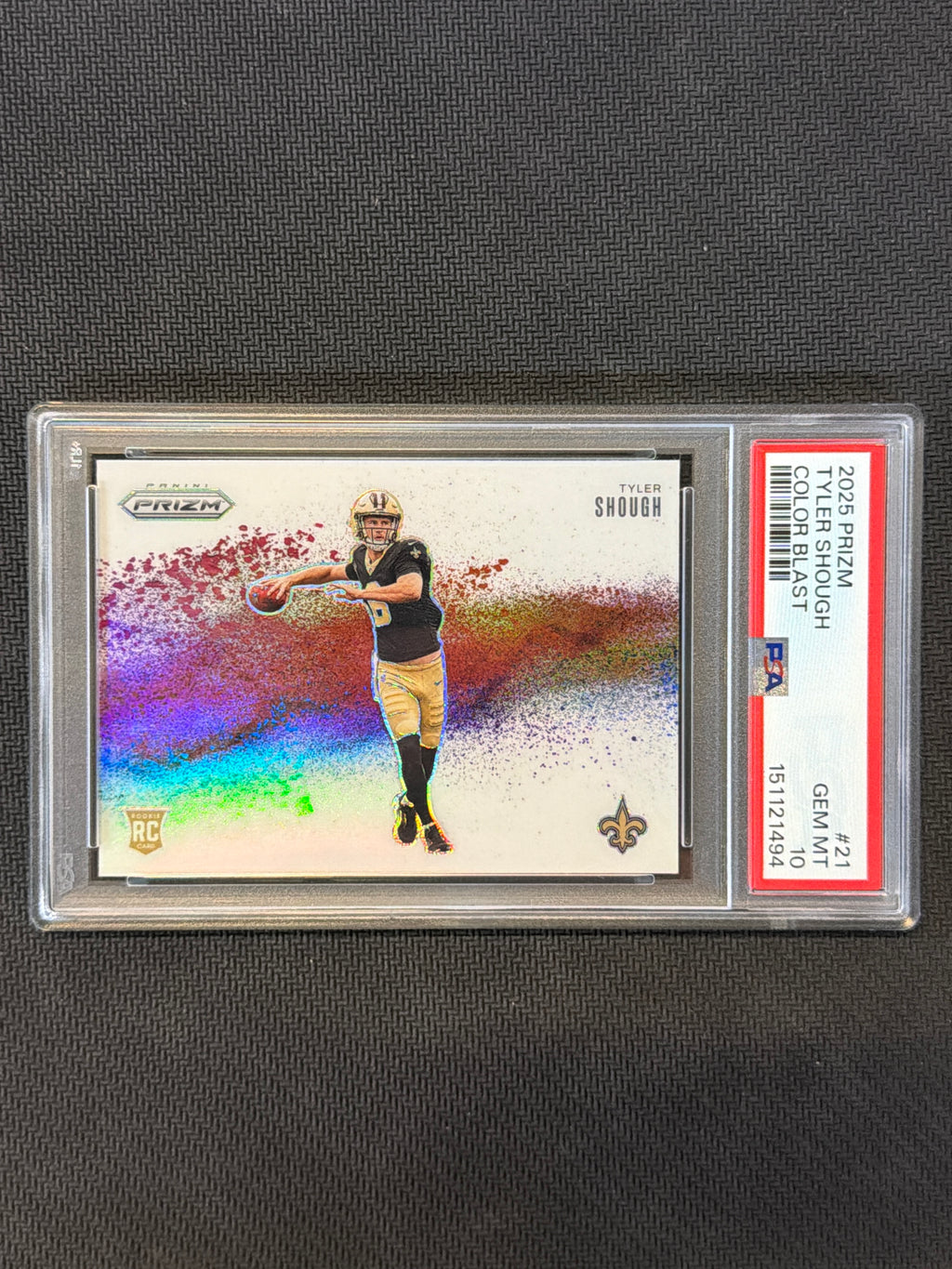2025 Prizm Tyler Shough Color Blast Rookie PSA 10 Saints