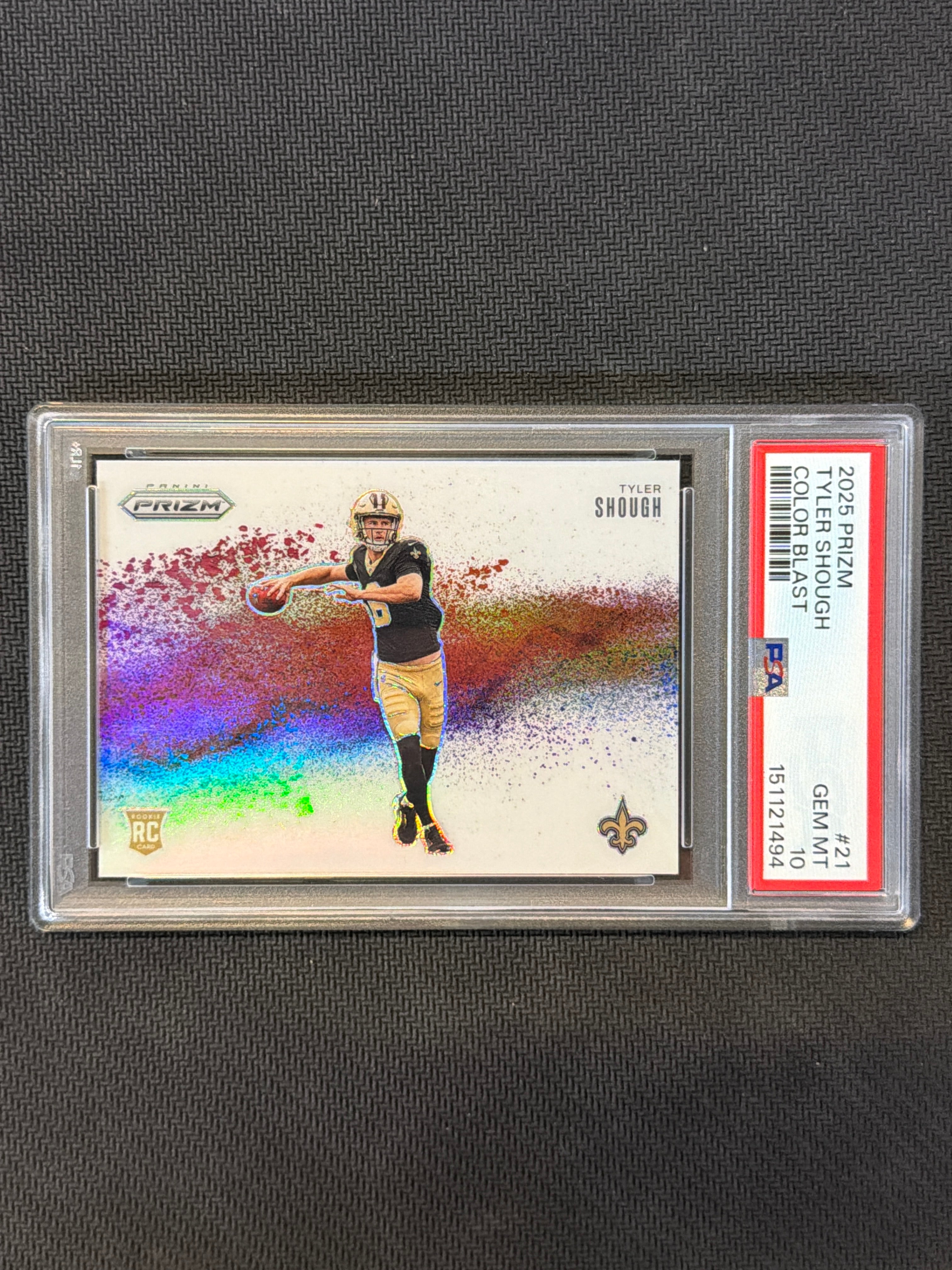 2025 Prizm Tyler Shough Color Blast Rookie PSA 10 Saints