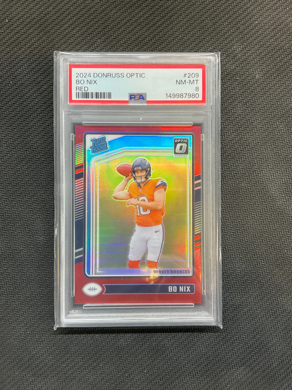 2024 Donruss Optic Bo Nix Red /125 PSA 8 Broncos