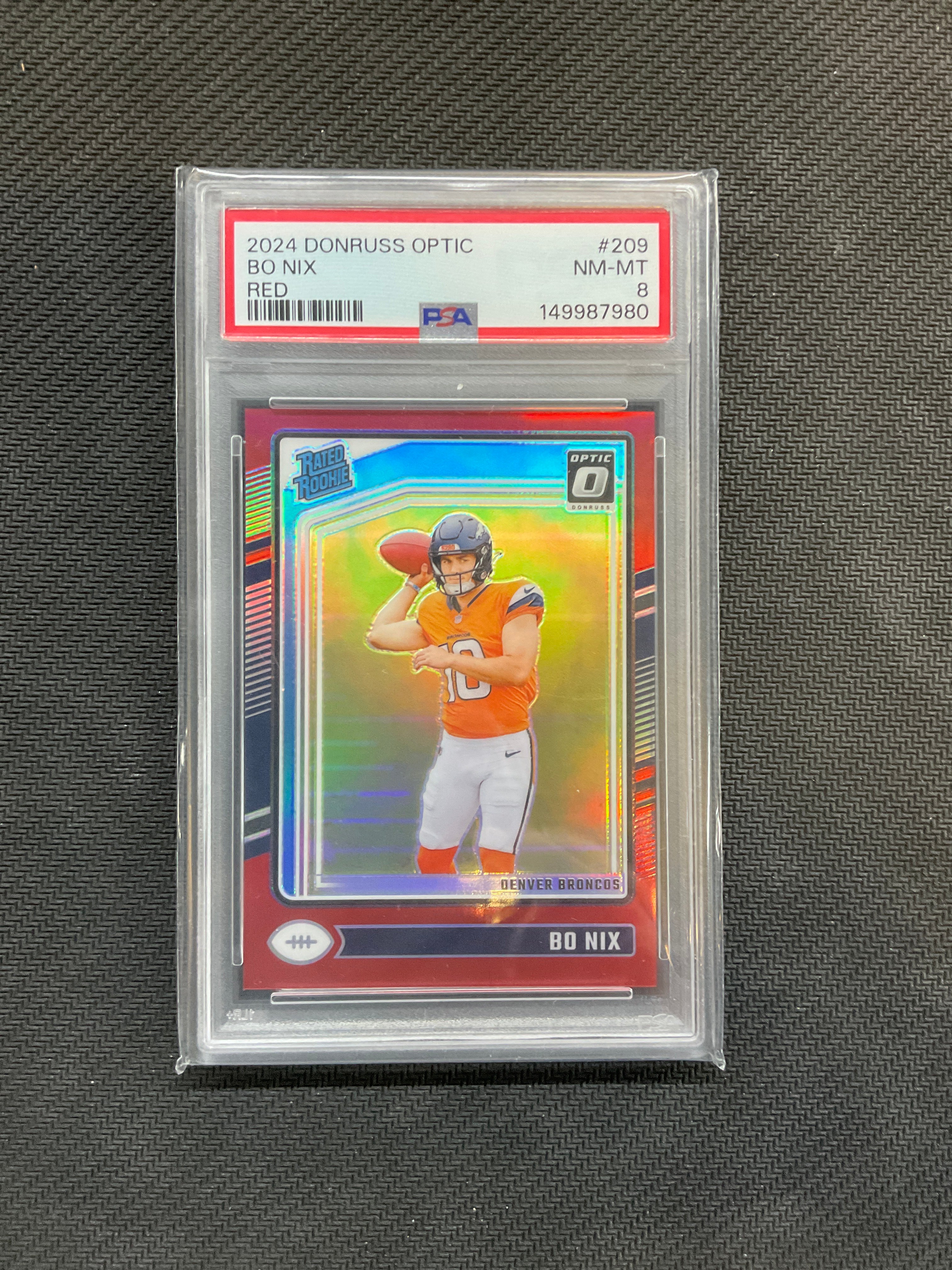 2024 Donruss Optic Bo Nix Red /125 PSA 8 Broncos