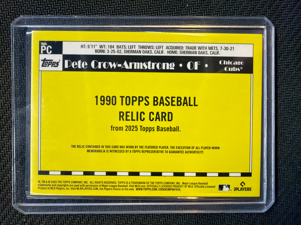 2025 Topps Pete Crow-Armstrong Rookie Patch 1990 Relic Cubs